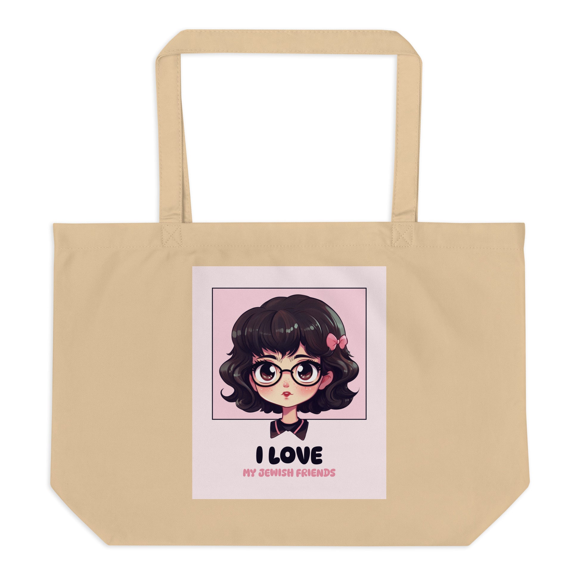 I Love My Jewish Friends | Pink Edition | Large Organic Tote Bag Jouparty