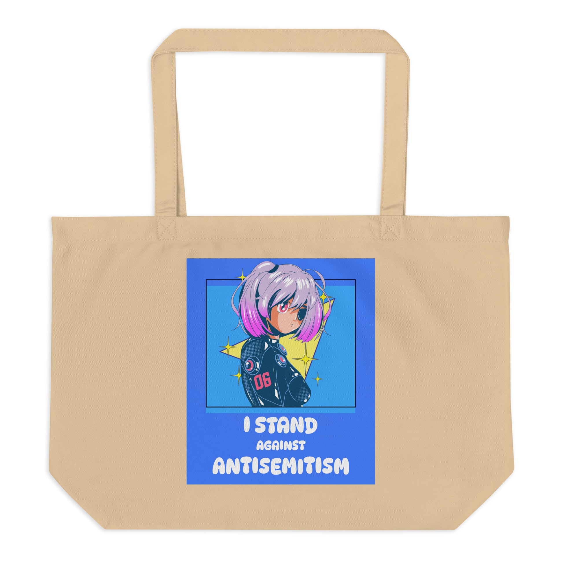 I Stand Against Antisemitism | Large Organic Tote Bag Jouparty