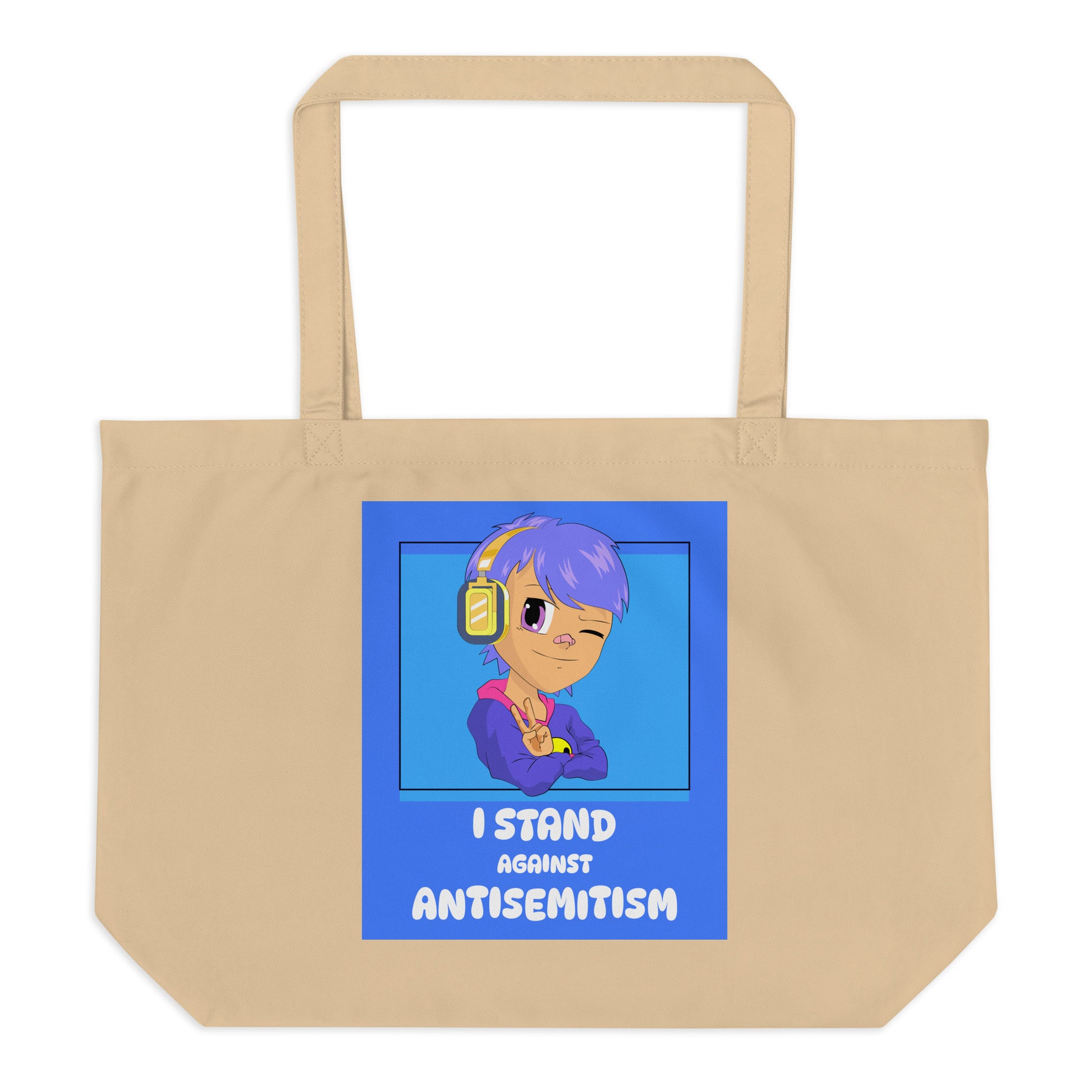I Stand Against Antisemitism | Large Organic Tote Bag