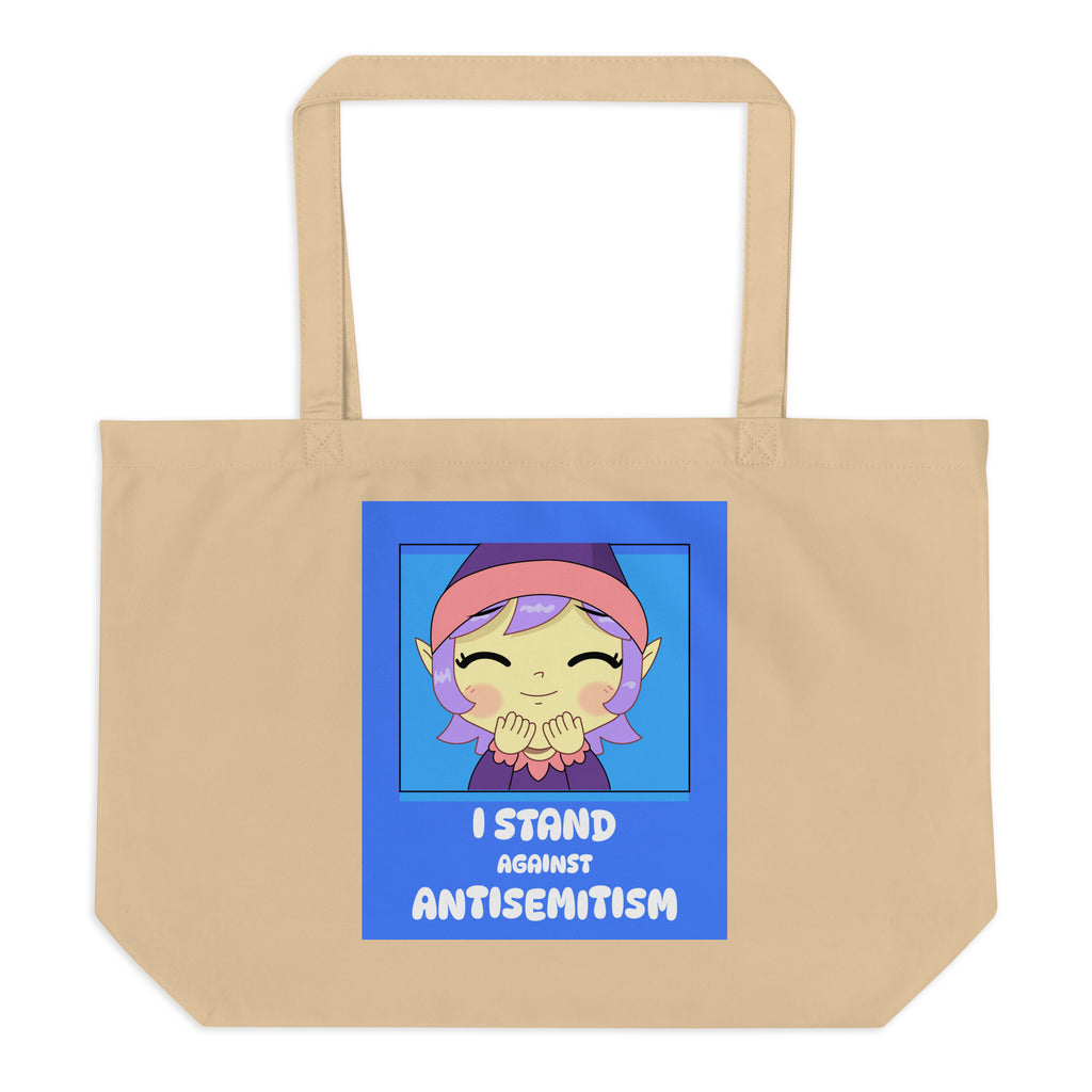I Stand Against Antisemitism | Large Organic Tote Bag Jouparty