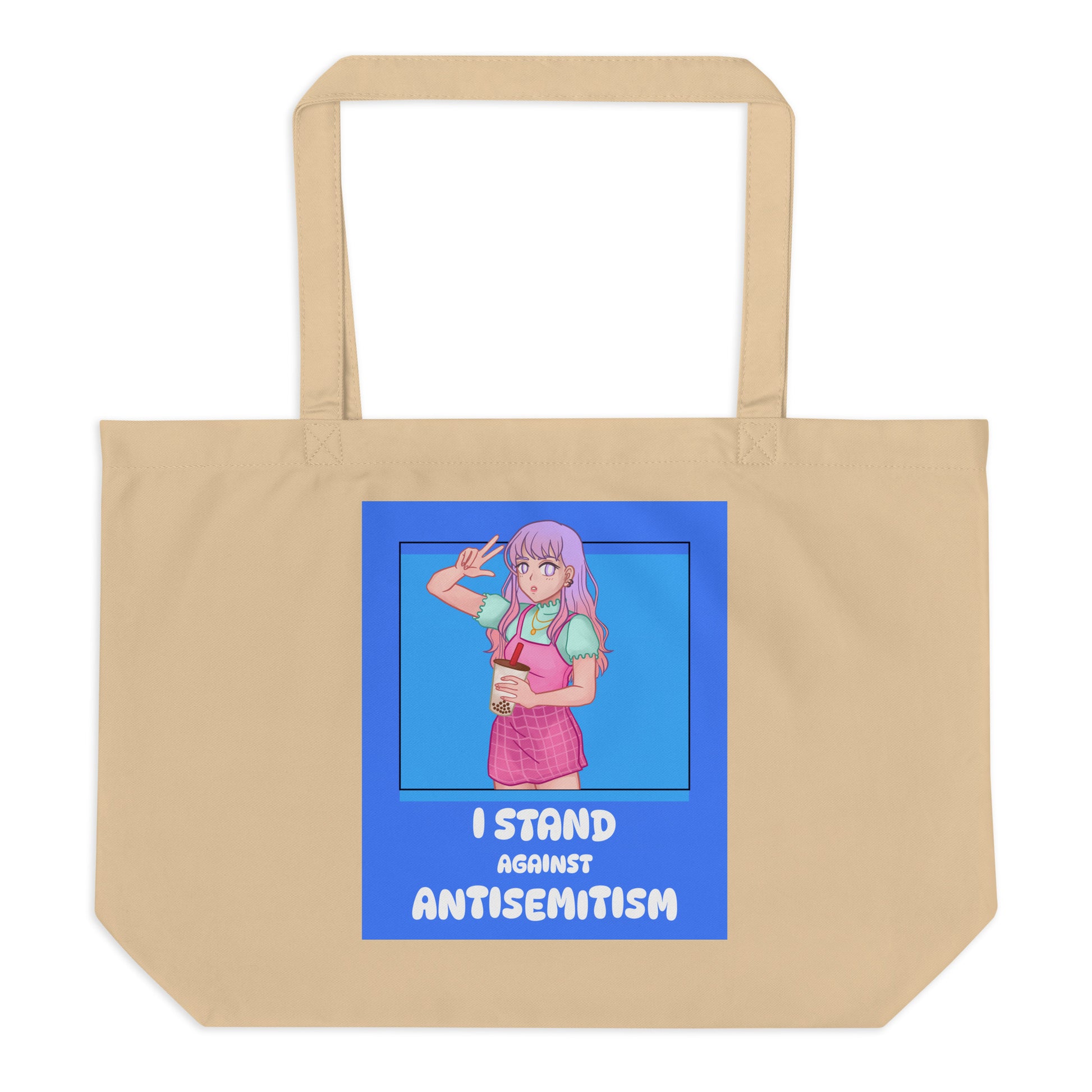 I Stand Against Antisemitism | Large Organic Tote Bag