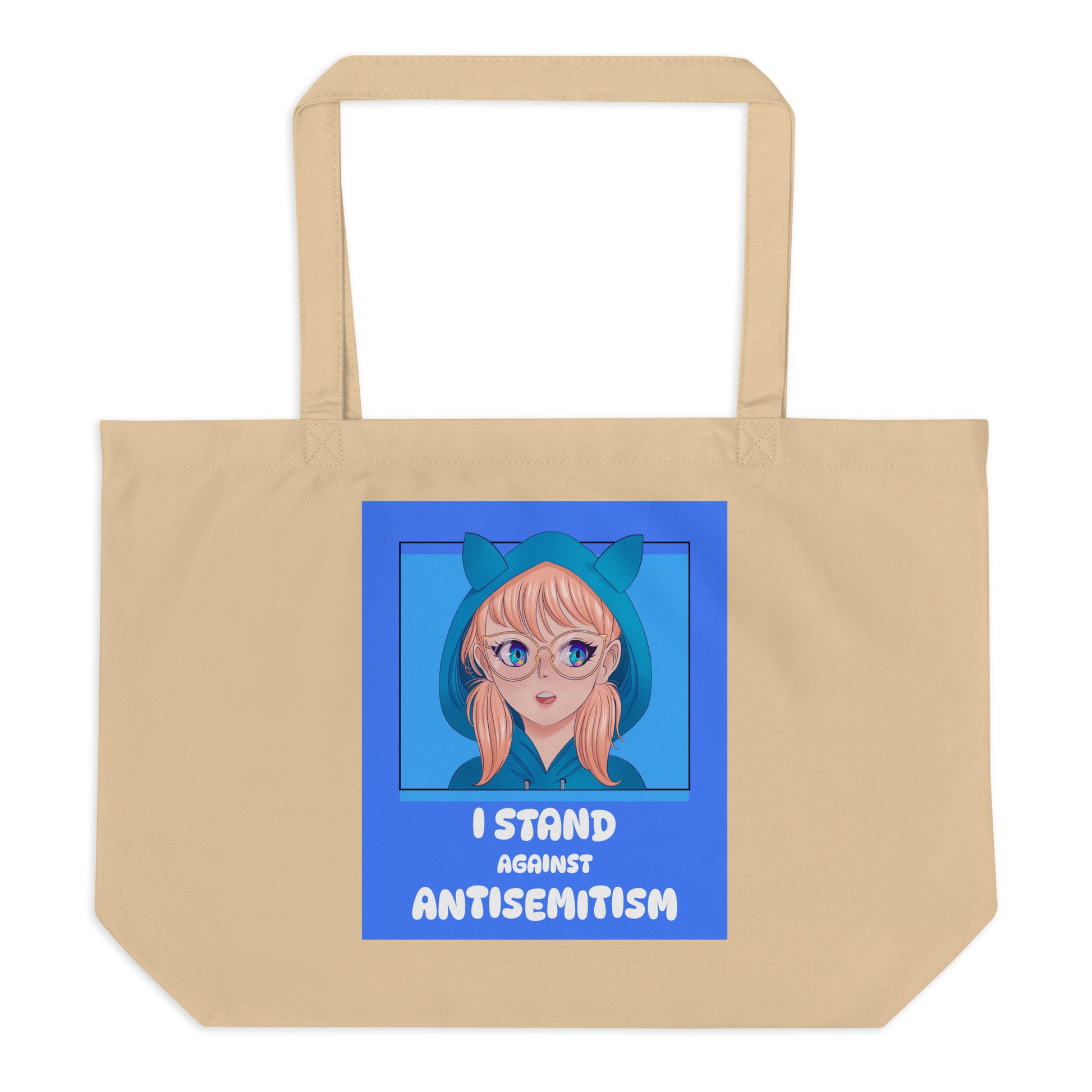 I Stand Against Antisemitism | Large Organic Tote Bag Jouparty