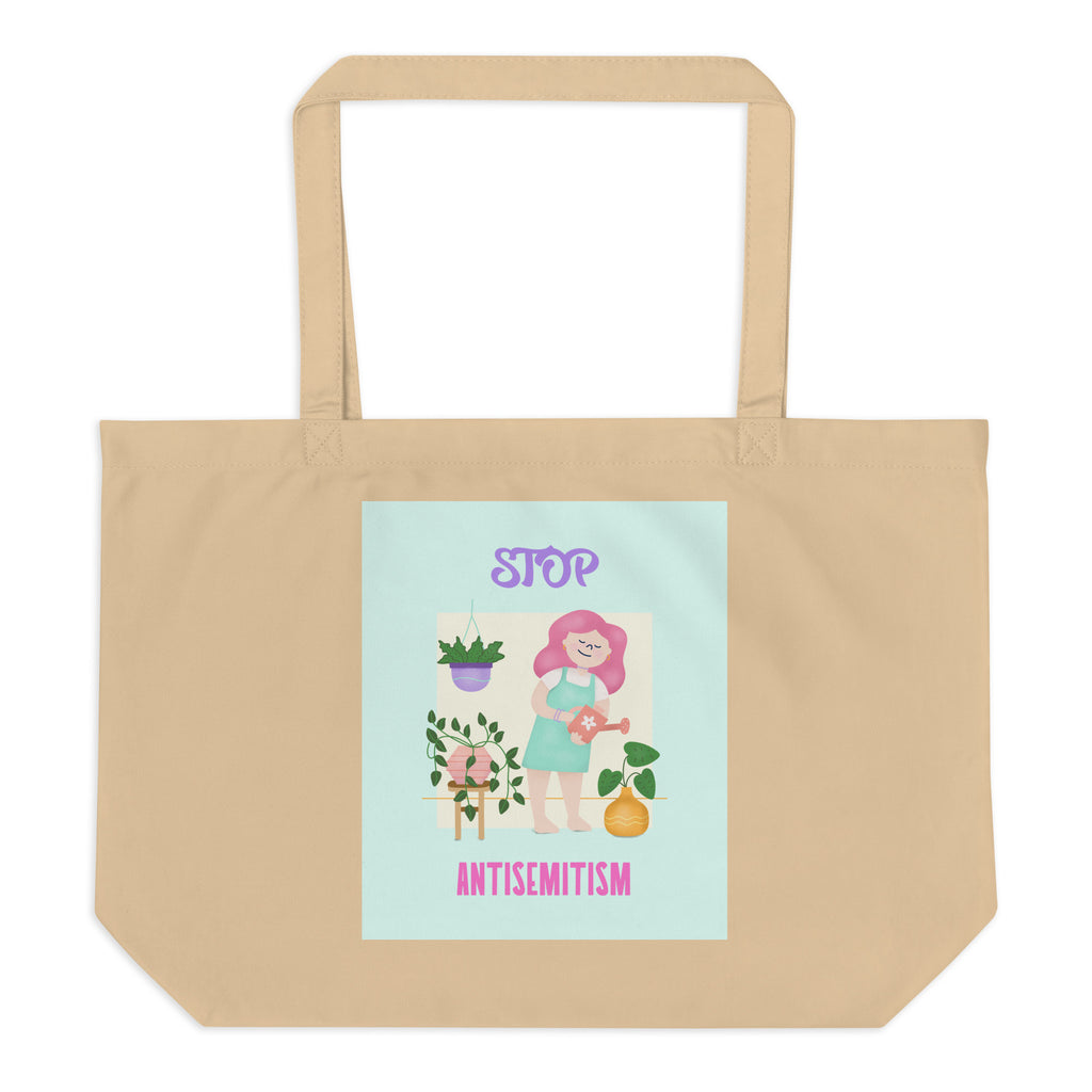 Stop Antisemitism | Plants & Flowers Edition | Large Organic Tote Bag