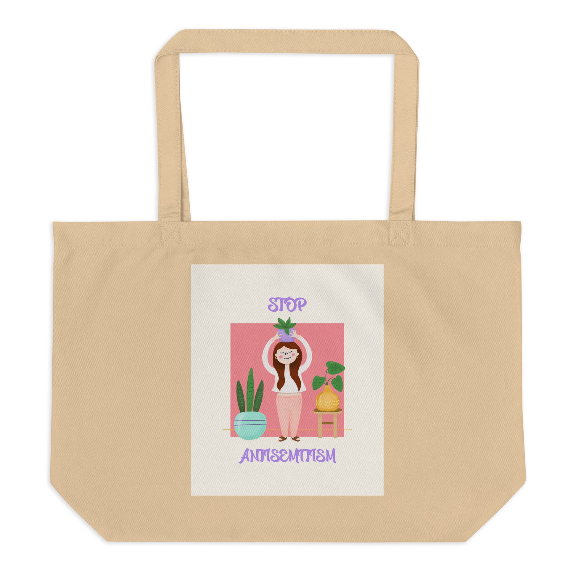 Stop Antisemitism | Plants & Flowers Edition | Large Organic Tote Bag