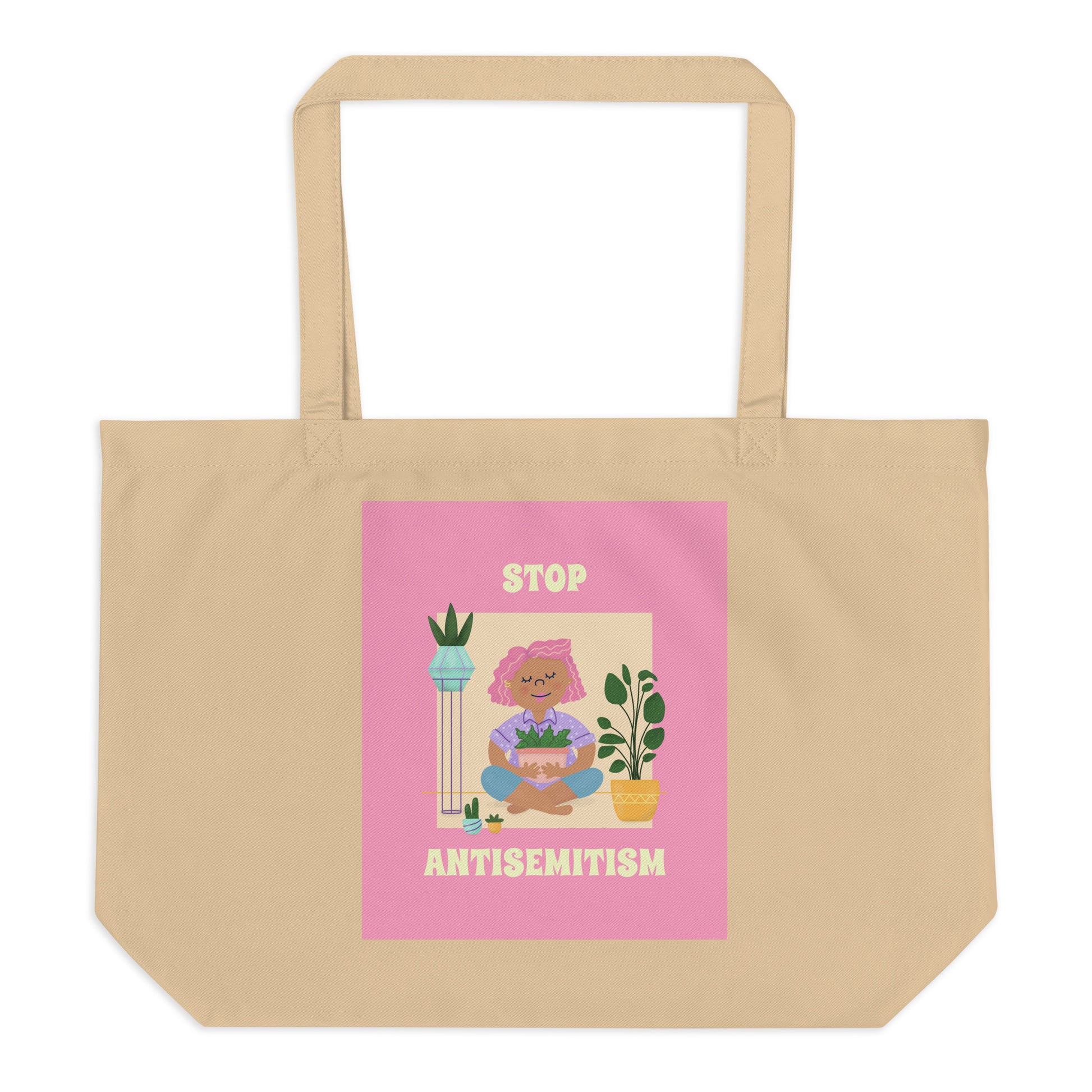 Stop Antisemitism | Plants & Flowers Edition | Large Organic Tote Bag