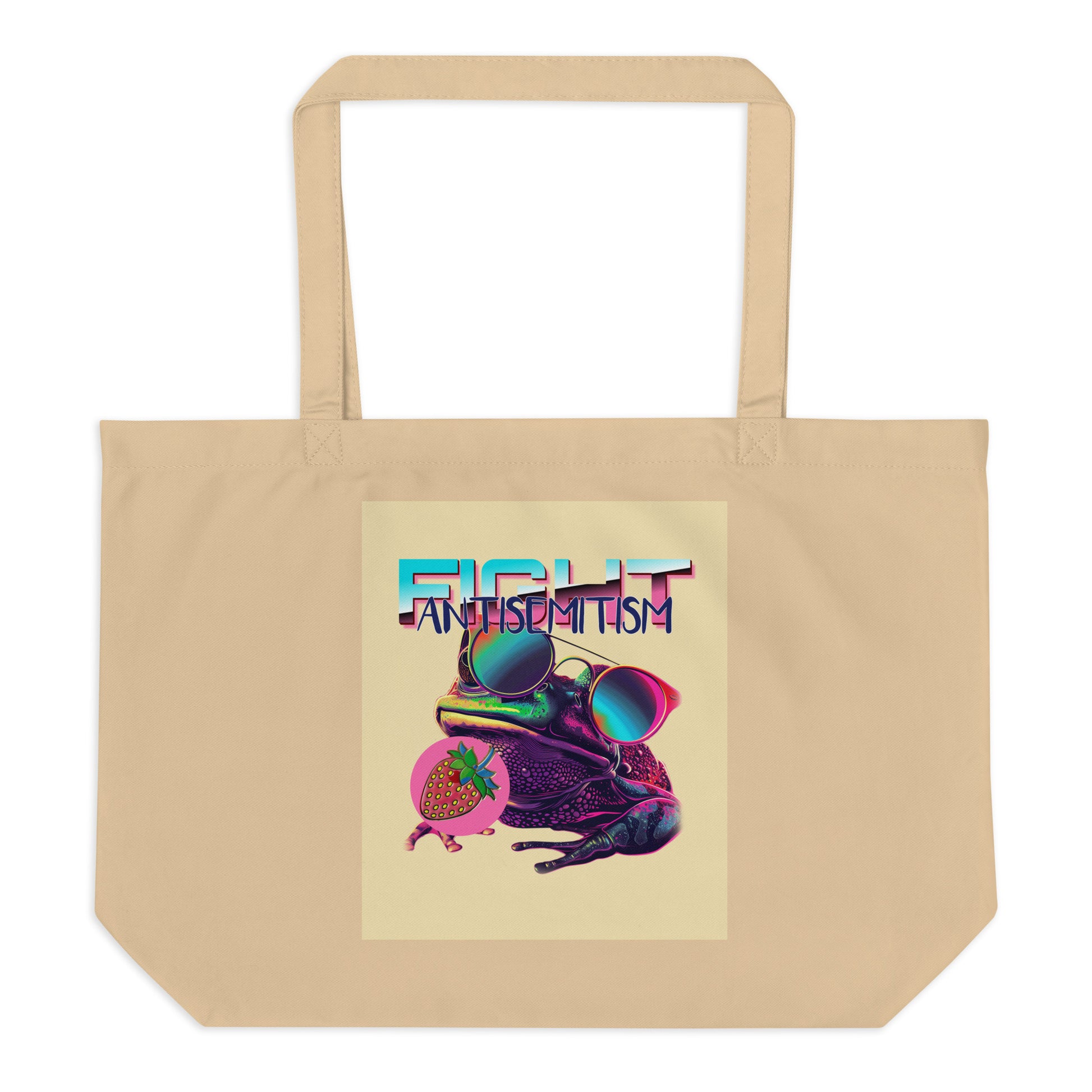 Retro Neon Animal | Fight Antisemitism | Large Organic Tote Bag