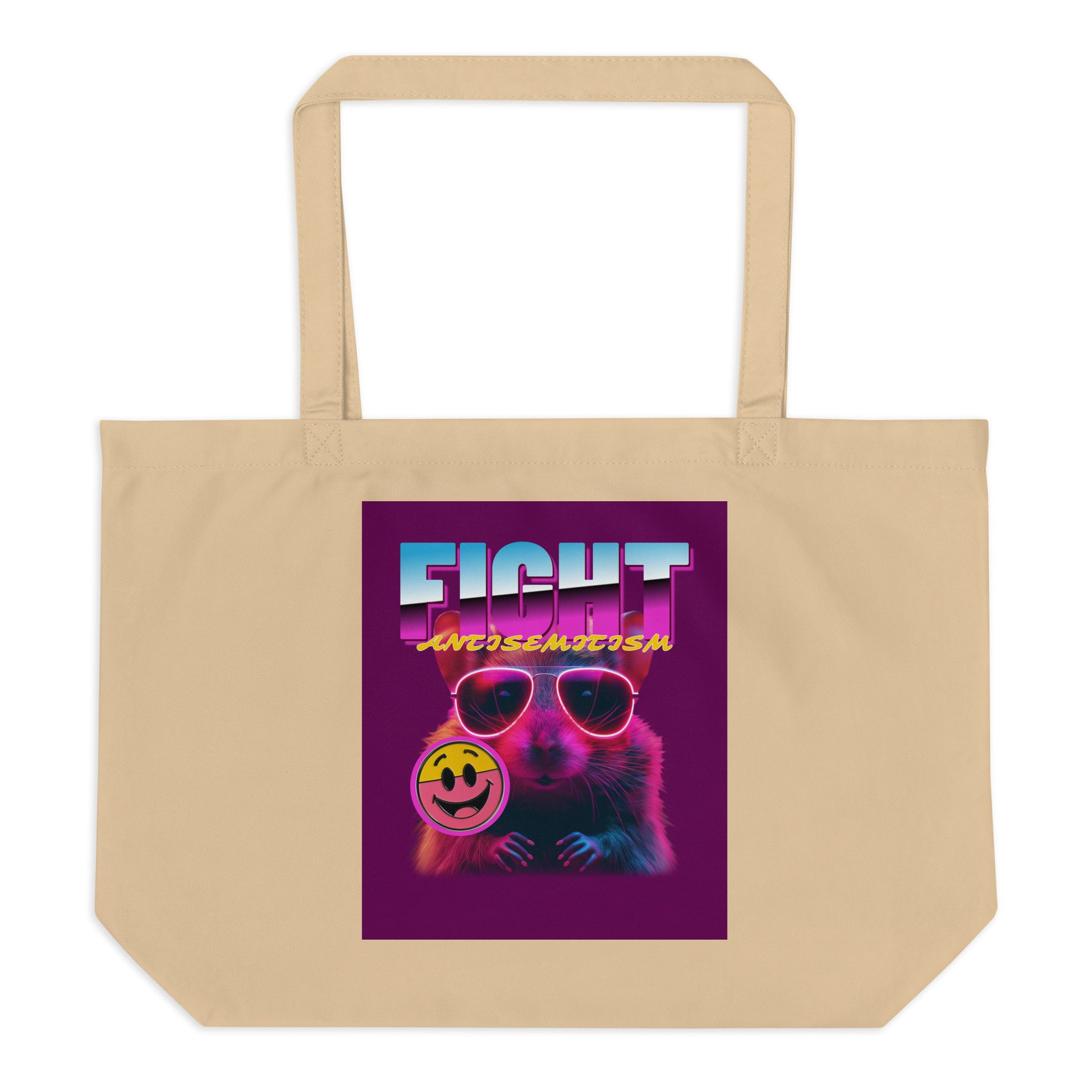 Retro Neon Animal | Fight Antisemitism | Large Organic Tote Bag
