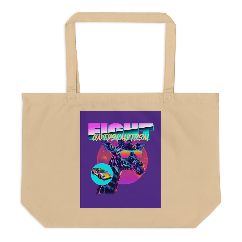 Retro Neon Animal | Fight Antisemitism | Large Organic Tote Bag
