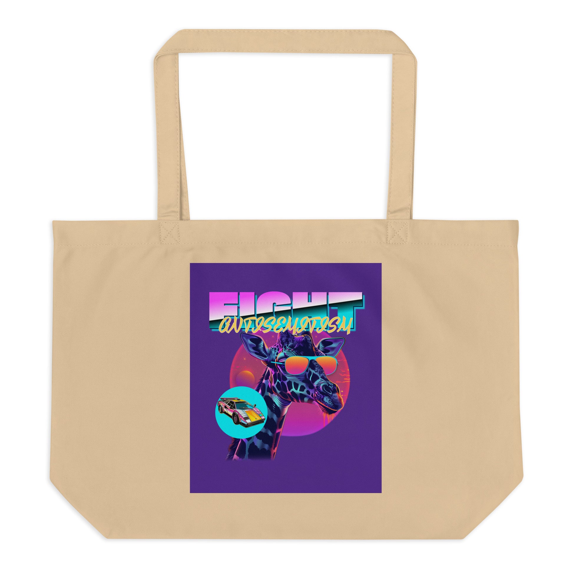 Retro Neon Animal | Fight Antisemitism | Large Organic Tote Bag