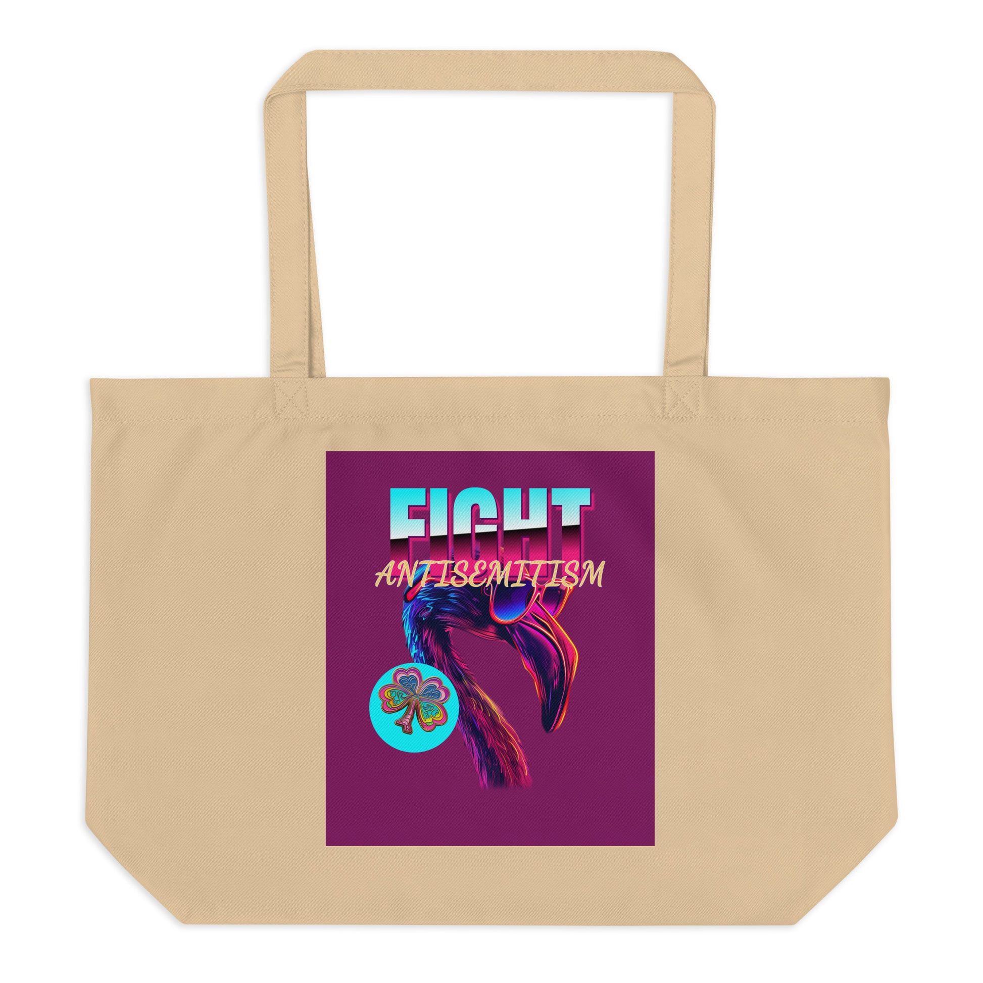 Retro Neon Animal | Fight Antisemitism | Large Organic Tote Bag