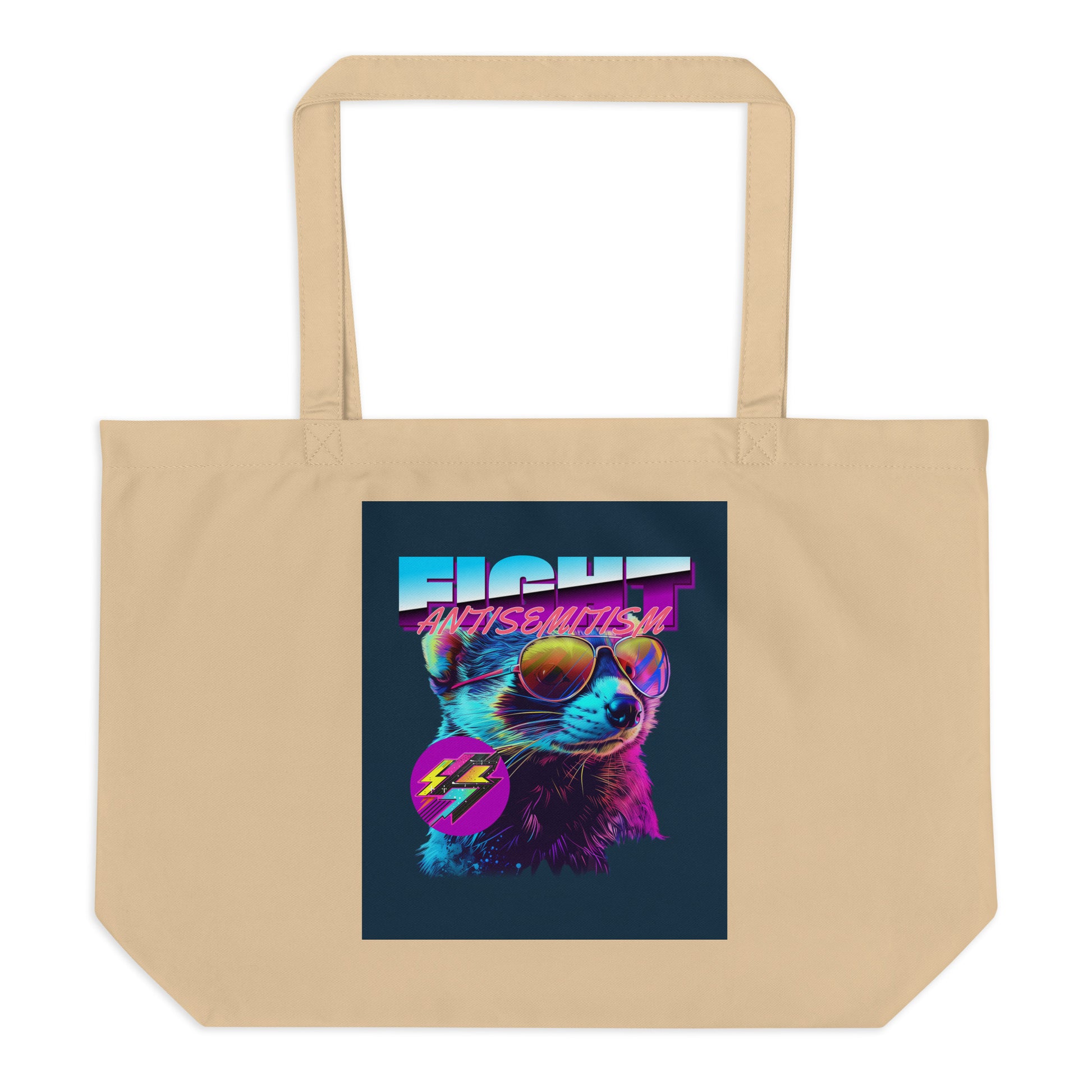 Retro Neon Animal | Fight Antisemitism | Large Organic Tote Bag