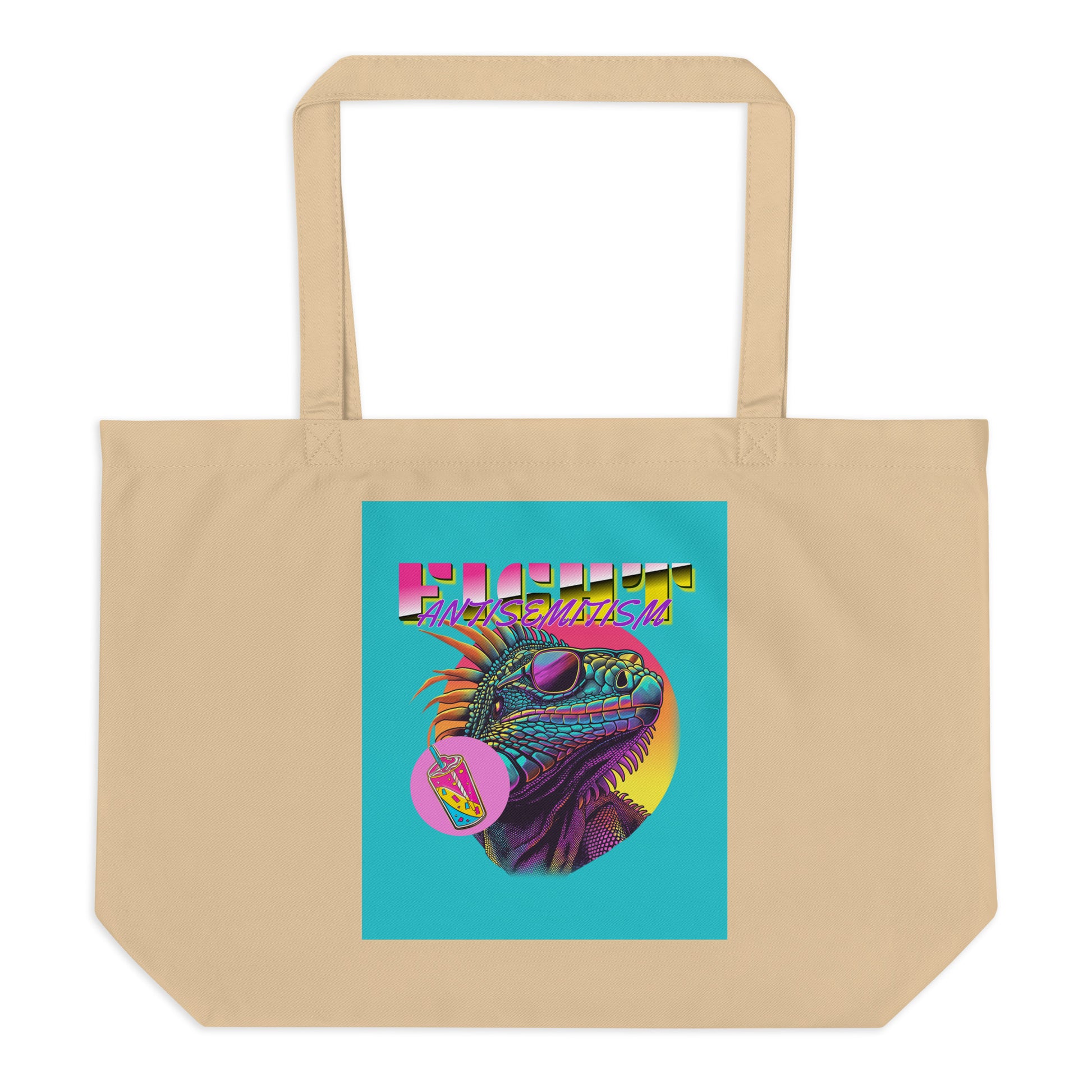 Retro Neon Animal | Fight Antisemitism | Large Organic Tote Bag