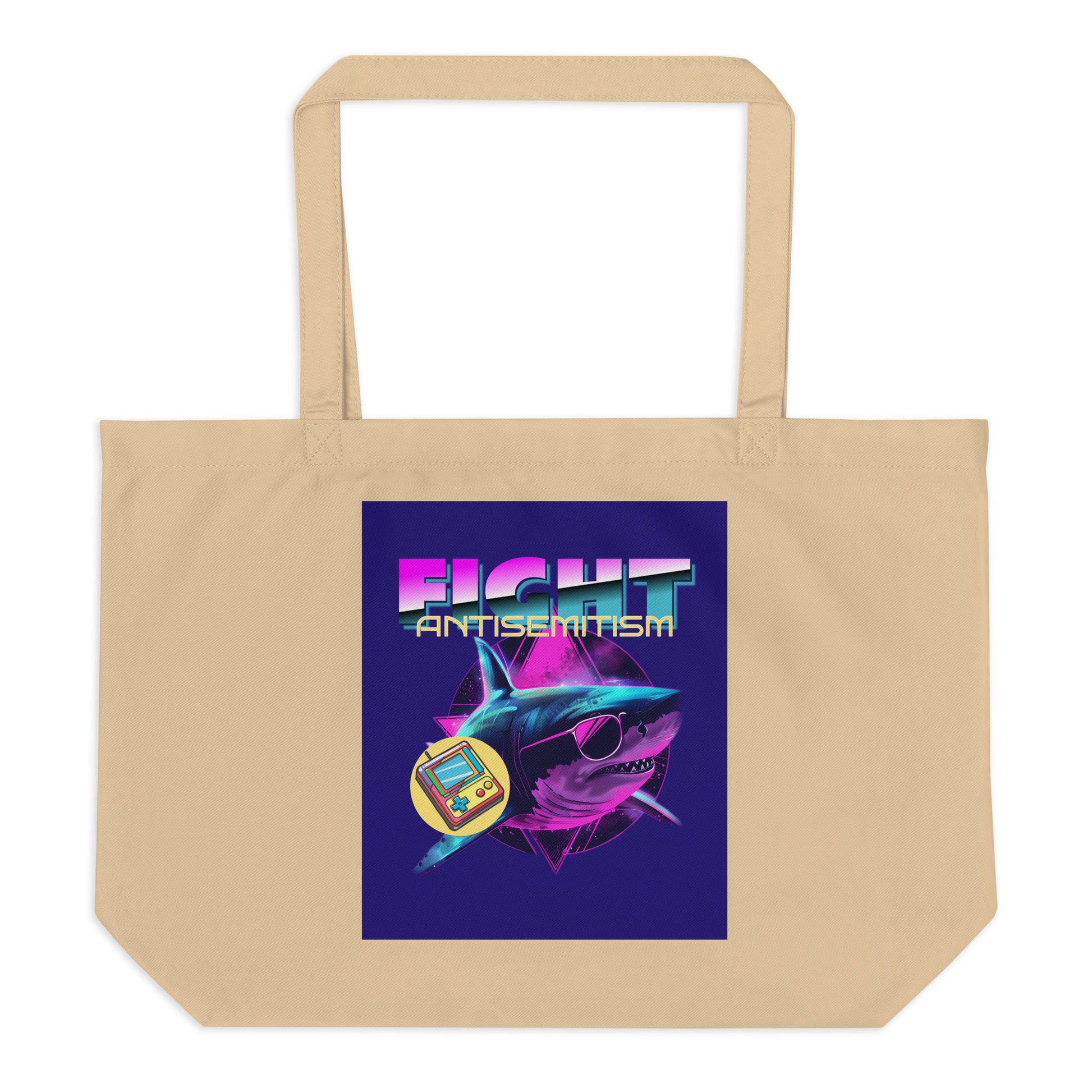 Retro Neon Animal | Fight Antisemitism | Large Organic Tote Bag