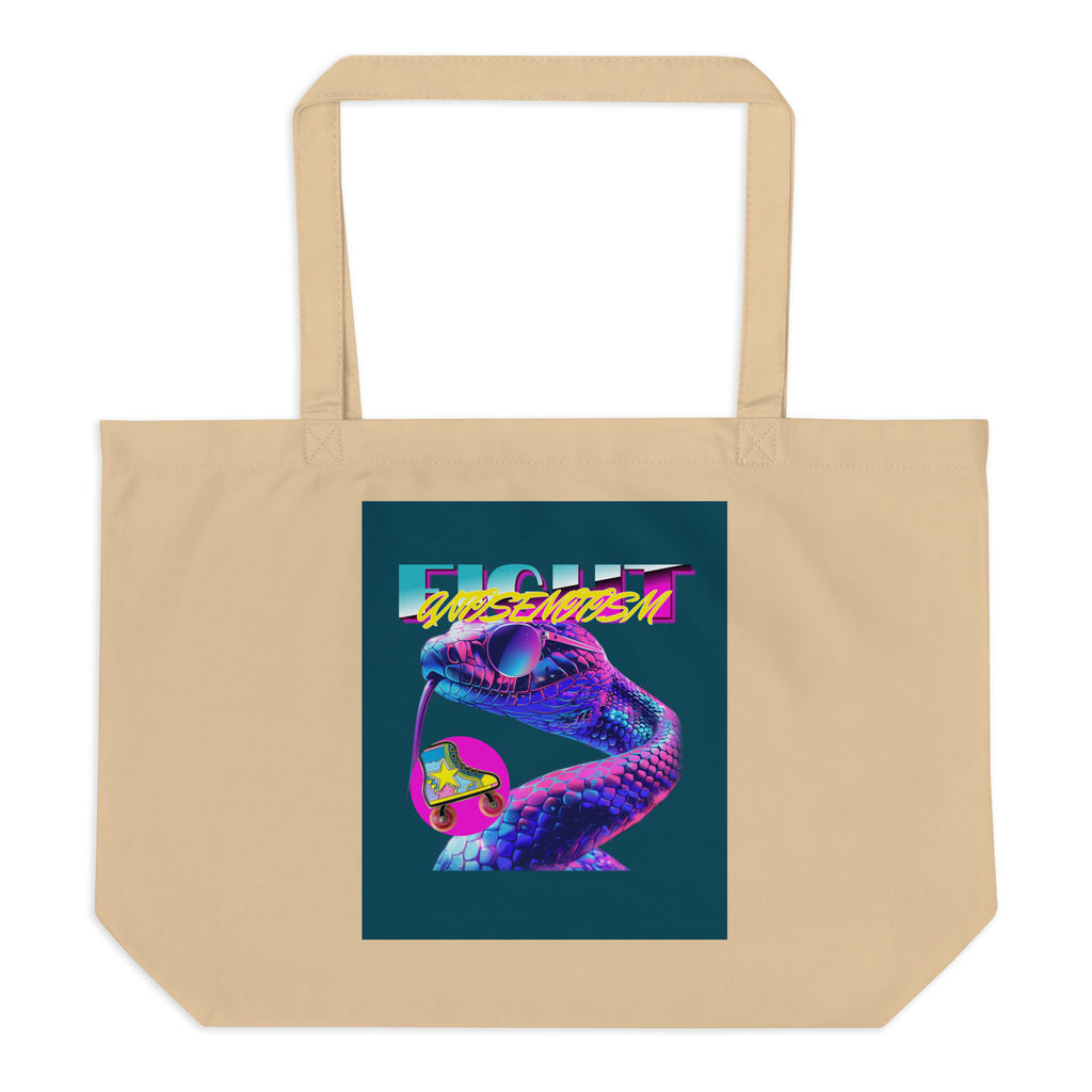 Retro Neon Animal | Fight Antisemitism | Large Organic Tote Bag