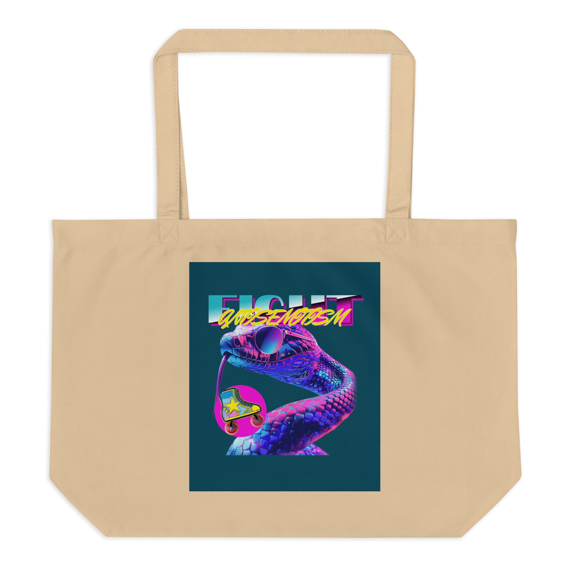 Retro Neon Animal | Fight Antisemitism | Large Organic Tote Bag