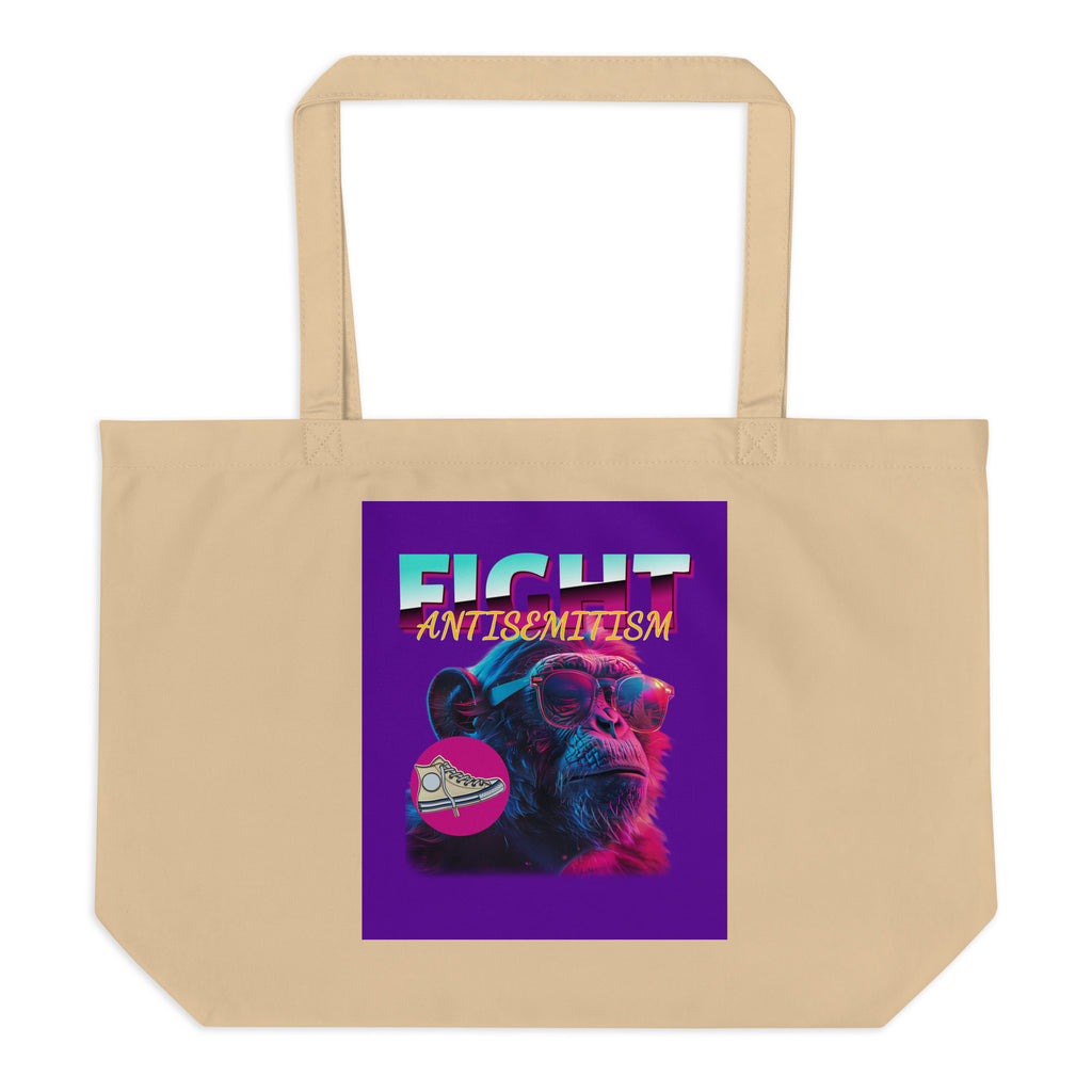 Retro Neon Animal | Fight Antisemitism | Large Organic Tote Bag