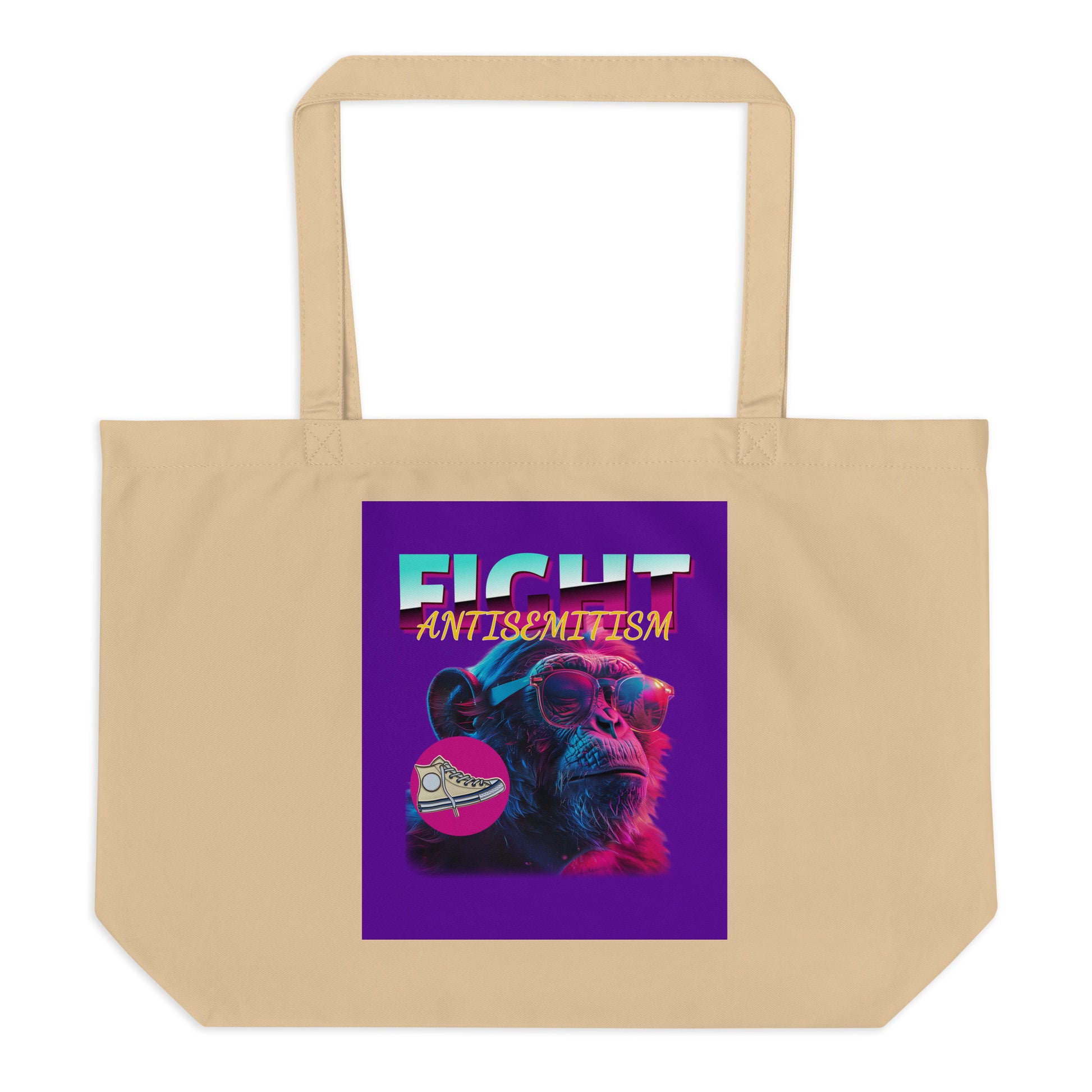 Retro Neon Animal | Fight Antisemitism | Large Organic Tote Bag