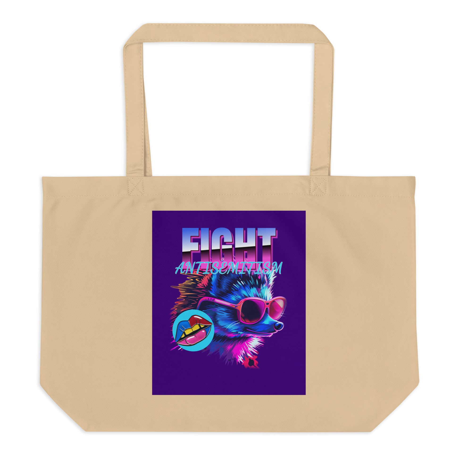 Retro Neon Animal | Fight Antisemitism | Large Organic Tote Bag