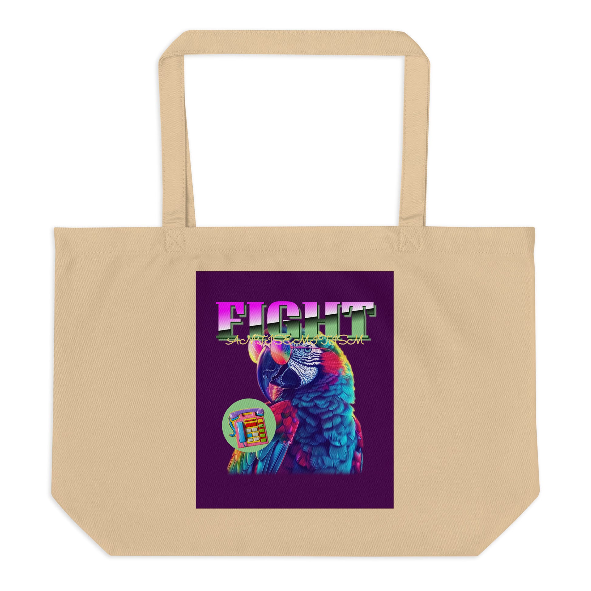 Retro Neon Animal | Fight Antisemitism | Large Organic Tote Bag