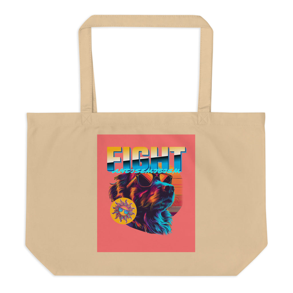 Retro Neon Animal | Fight Antisemitism | Large Organic Tote Bag