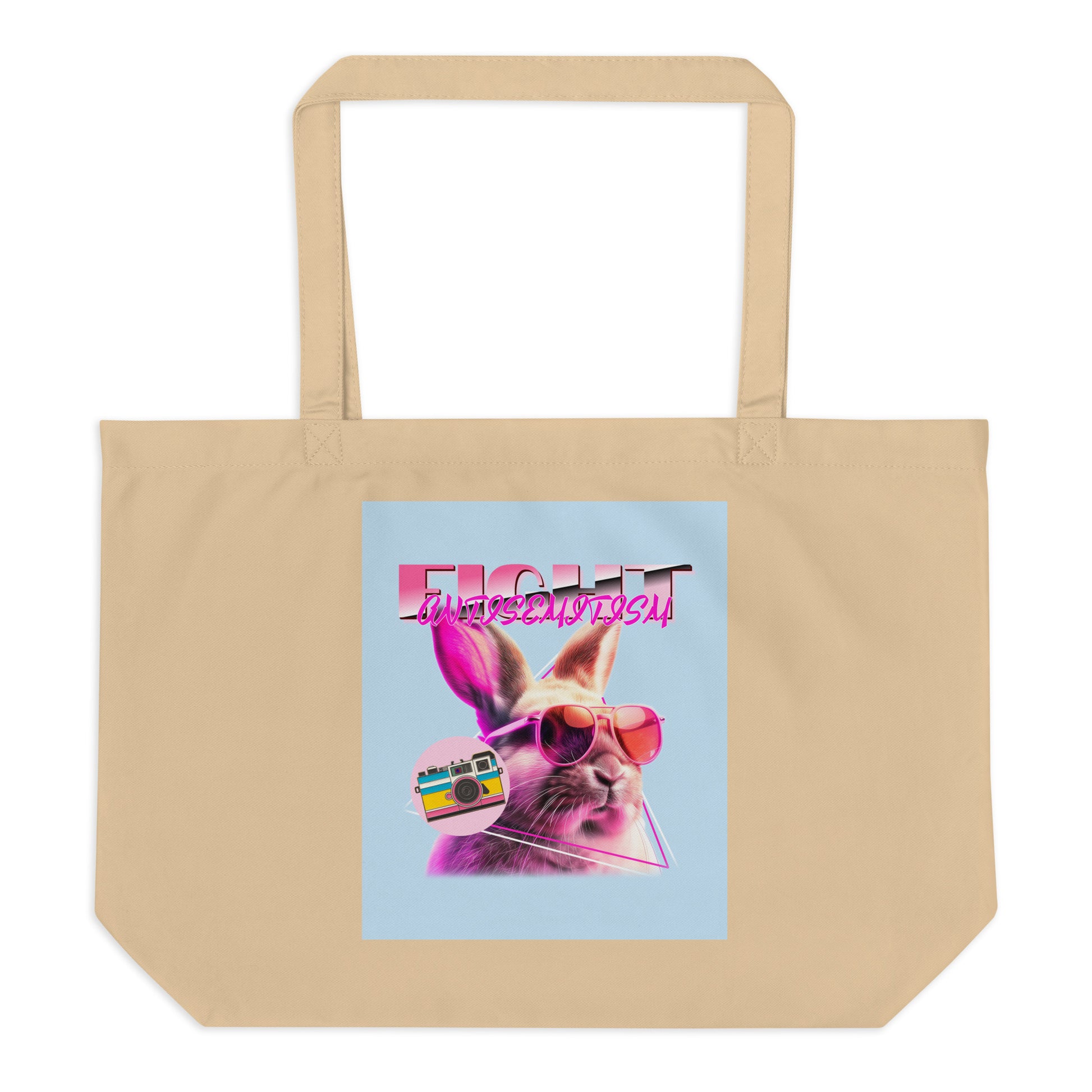 Retro Neon Animal | Fight Antisemitism | Large Organic Tote Bag