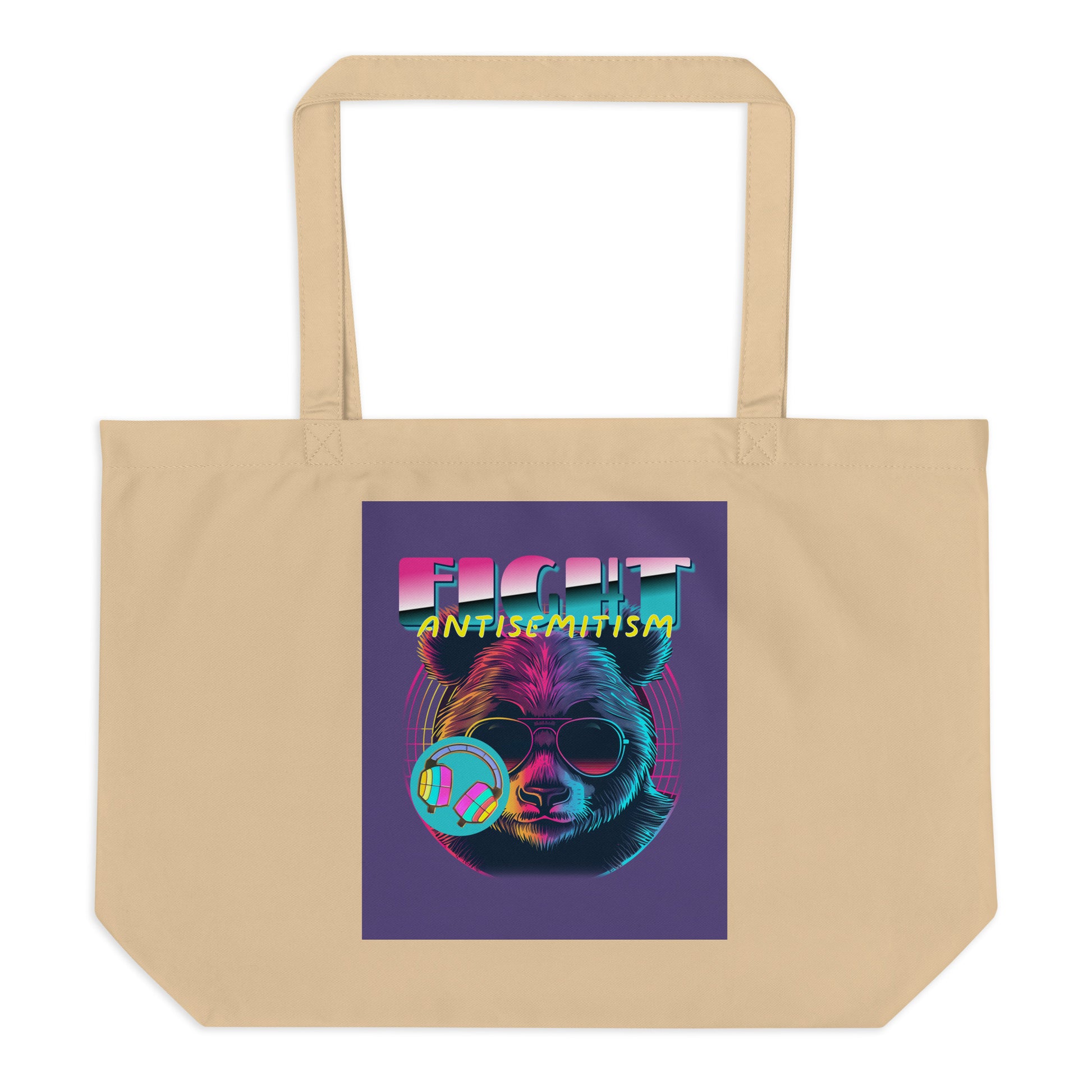 Retro Neon Animal | Fight Antisemitism | Large Organic Tote Bag