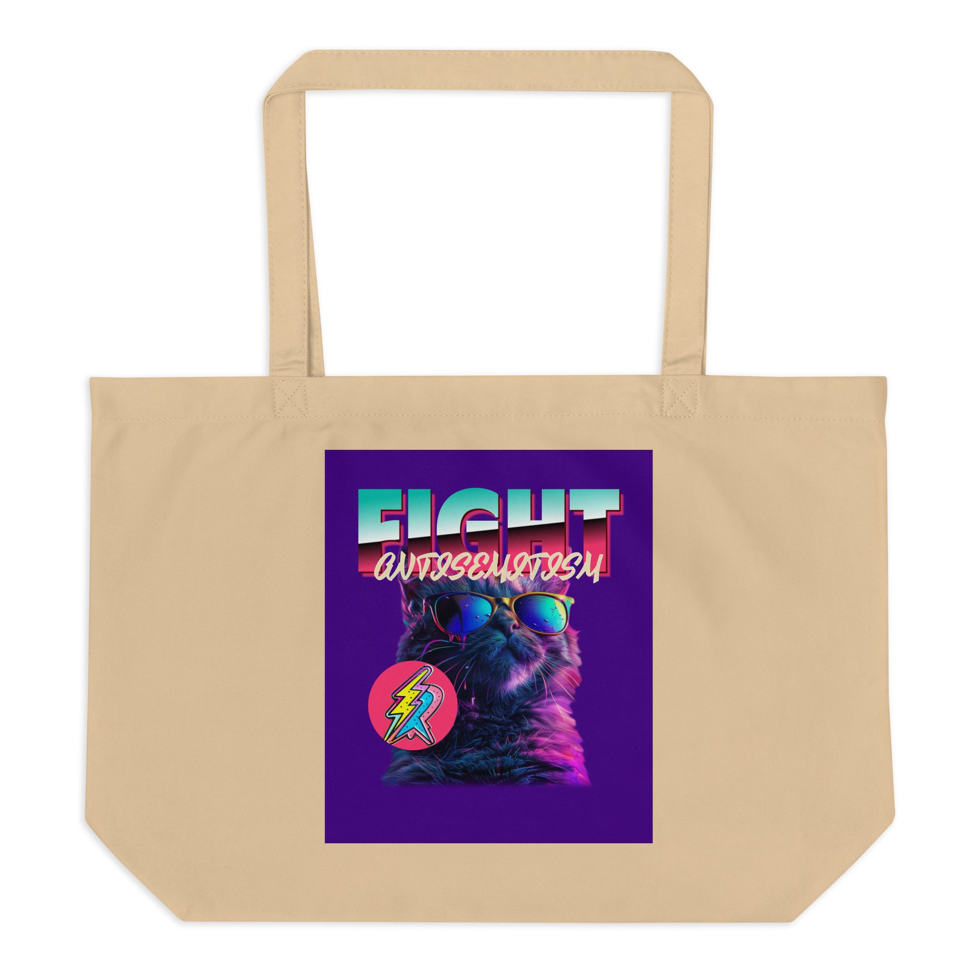 Retro Neon Animal | Fight Antisemitism | Large Organic Tote Bag