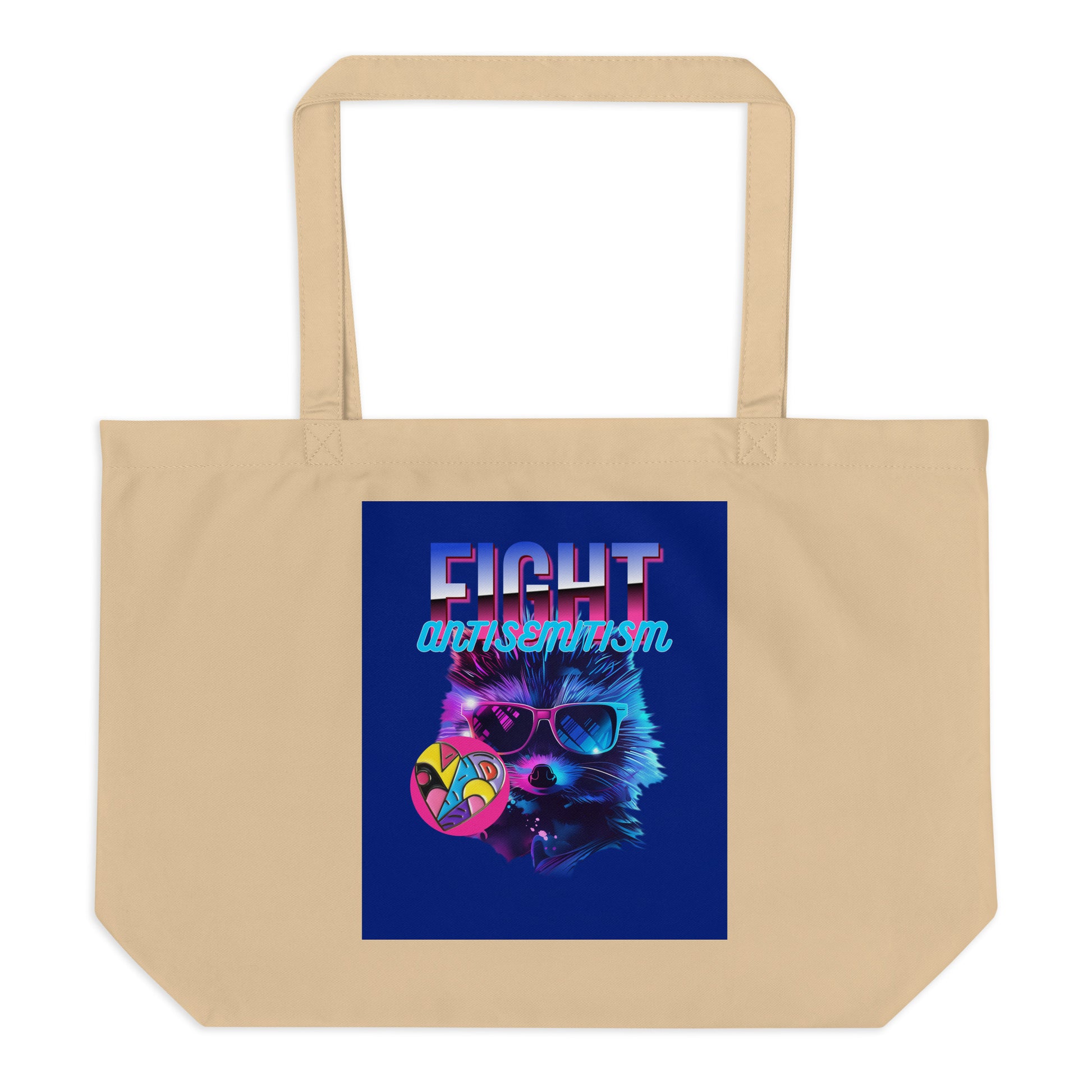Retro Neon Animal | Fight Antisemitism | Large Organic Tote Bag