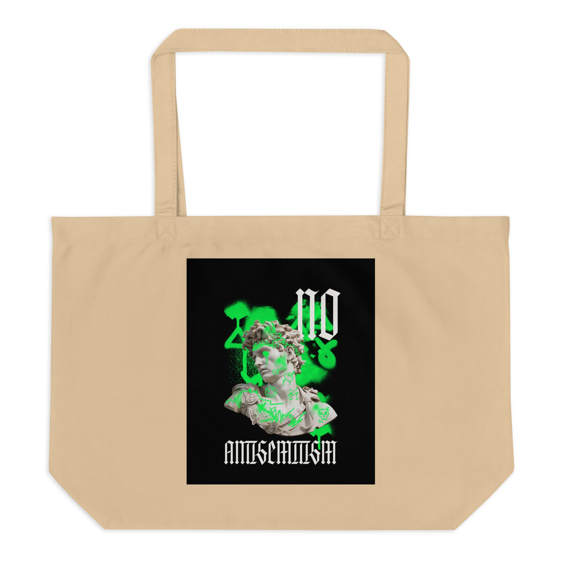 Graffiti Statue Anthem | No Antisemitism | Large Organic Tote Bag