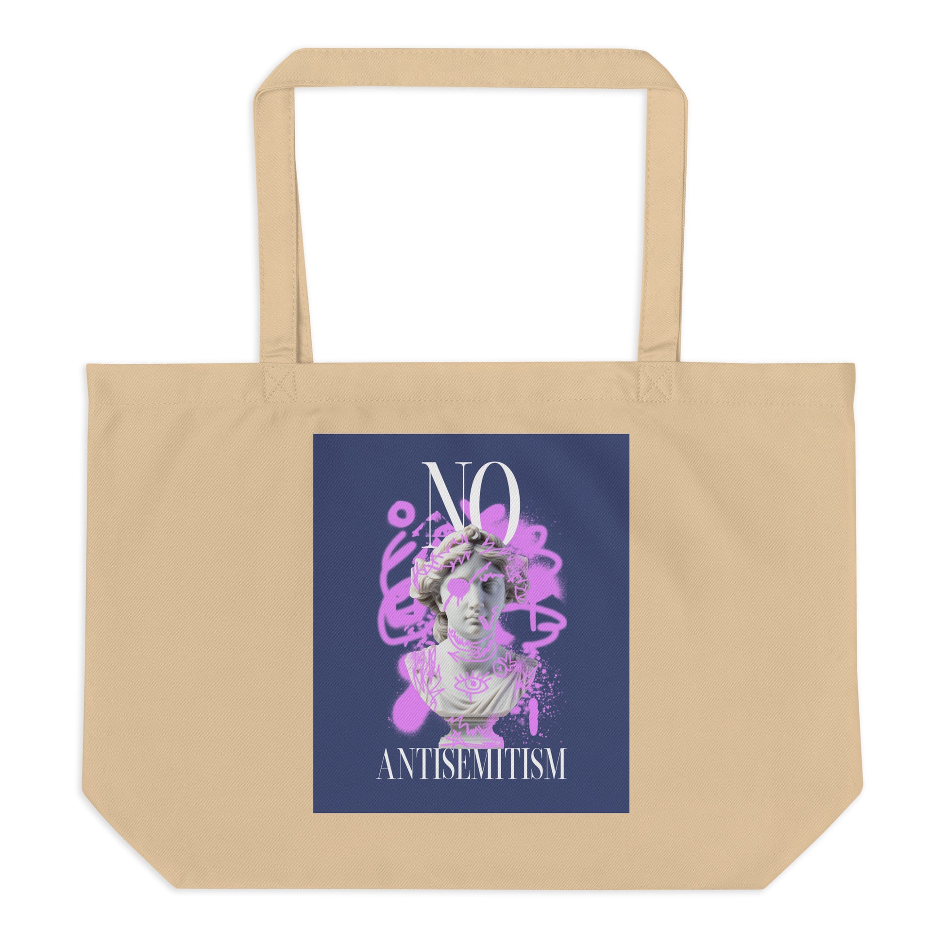 Graffiti Statue Anthem | No Antisemitism | Large Organic Tote Bag