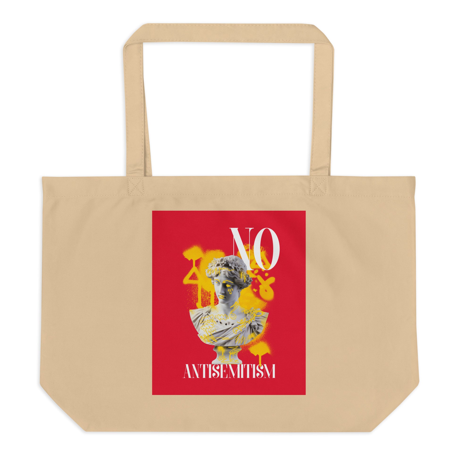 Graffiti Statue Anthem | No Antisemitism | Large Organic Tote Bag