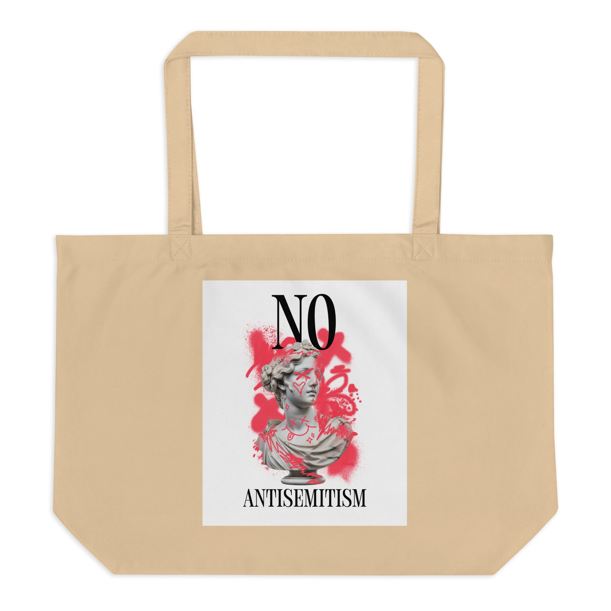 Graffiti Statue Anthem | No Antisemitism | Large Organic Tote Bag