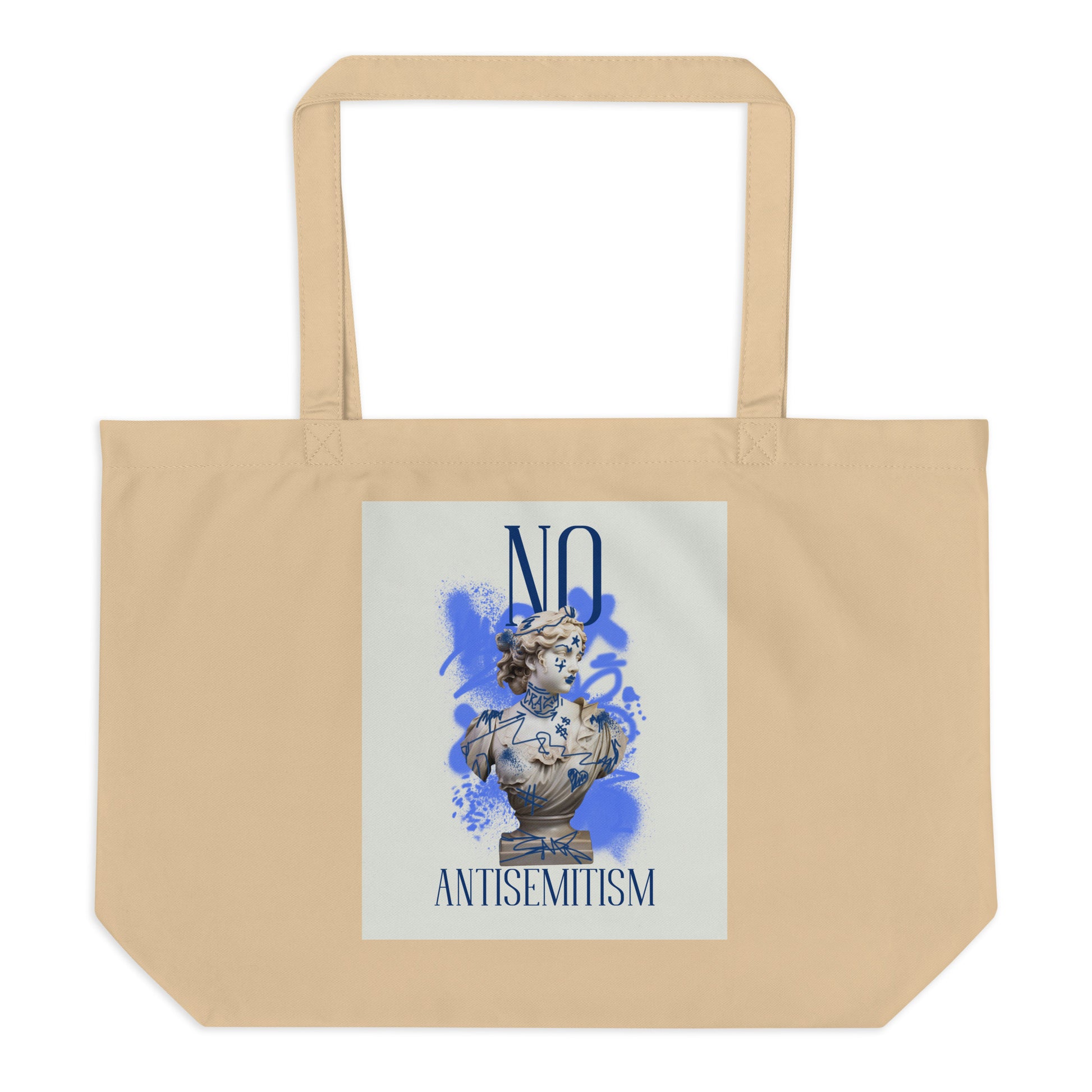 Graffiti Statue Anthem | No Antisemitism | Large Organic Tote Bag