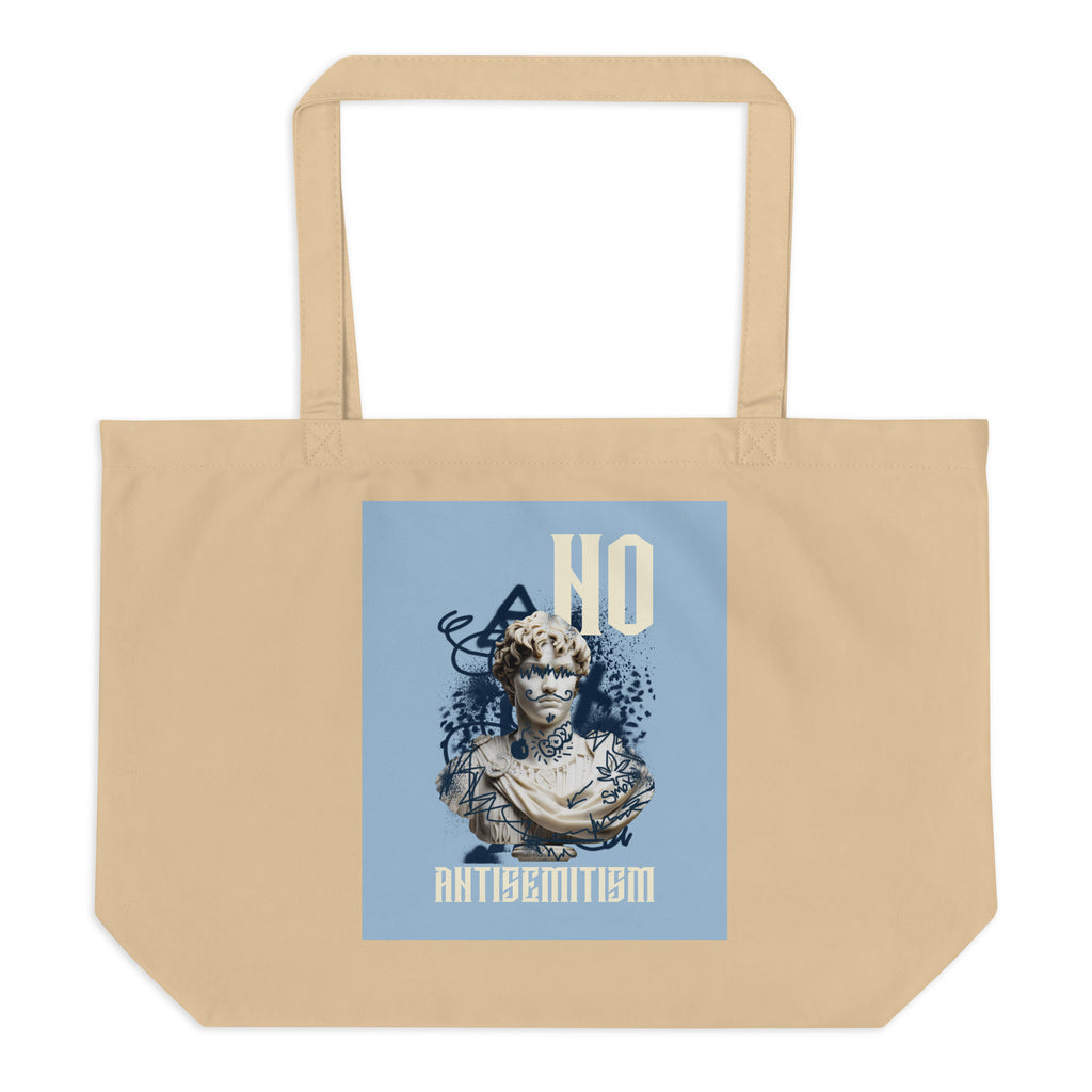 Graffiti Statue Anthem | No Antisemitism | Large Organic Tote Bag