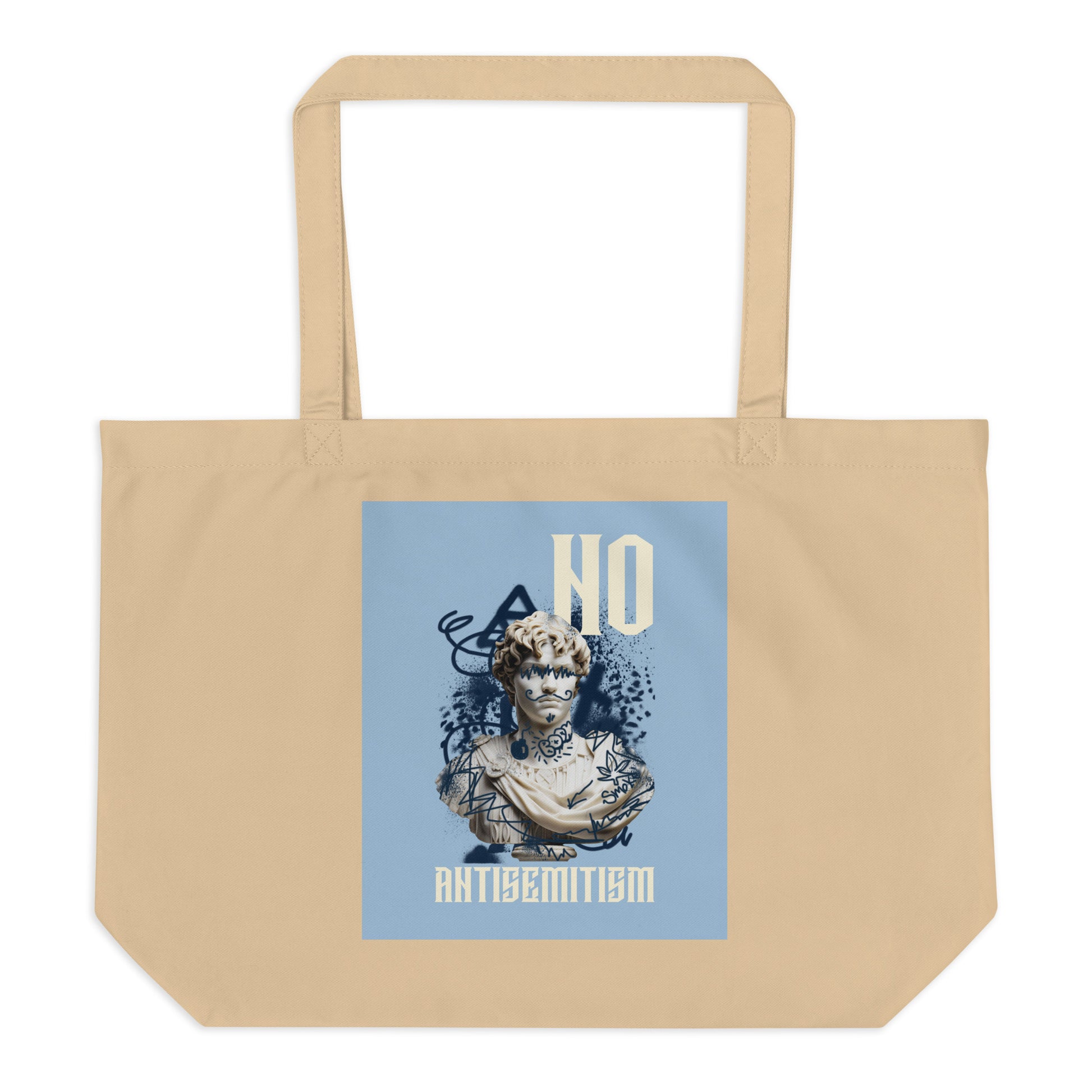 Graffiti Statue Anthem | No Antisemitism | Large Organic Tote Bag
