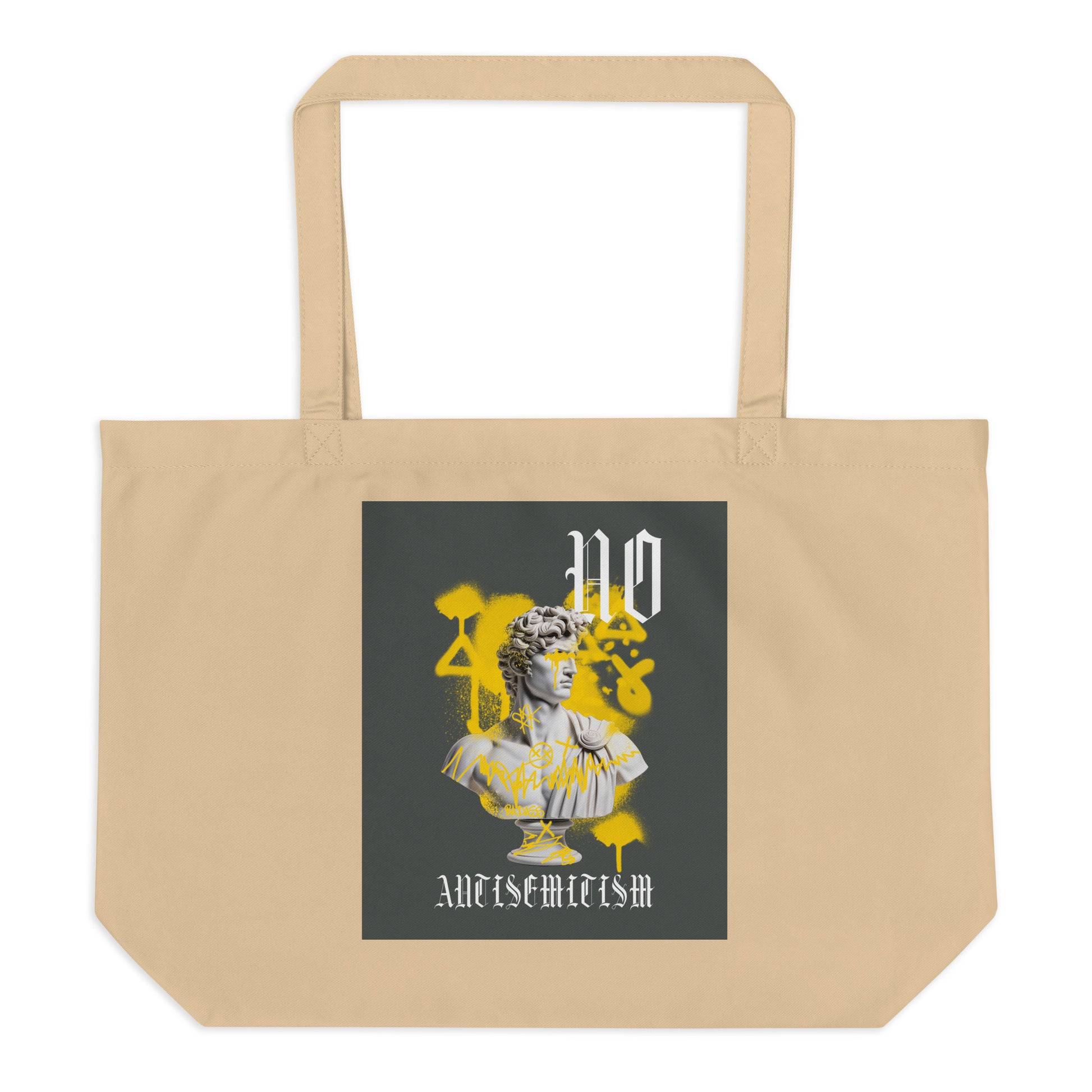 Graffiti Statue Anthem | No Antisemitism | Large Organic Tote Bag