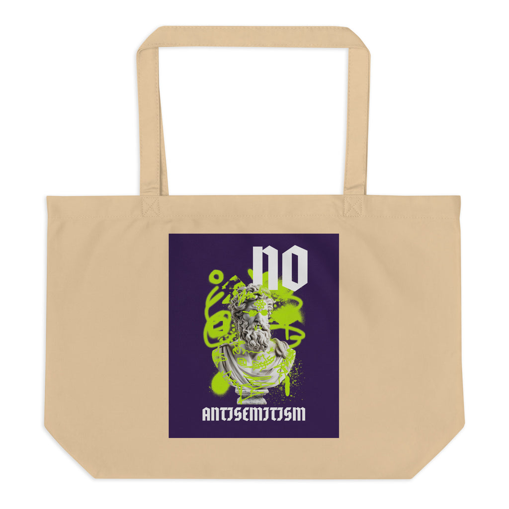 Graffiti Statue Anthem | No Antisemitism | Large Organic Tote Bag