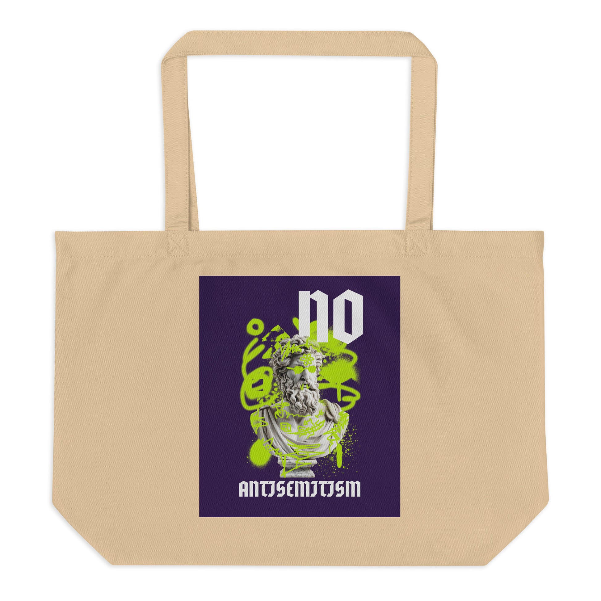Graffiti Statue Anthem | No Antisemitism | Large Organic Tote Bag