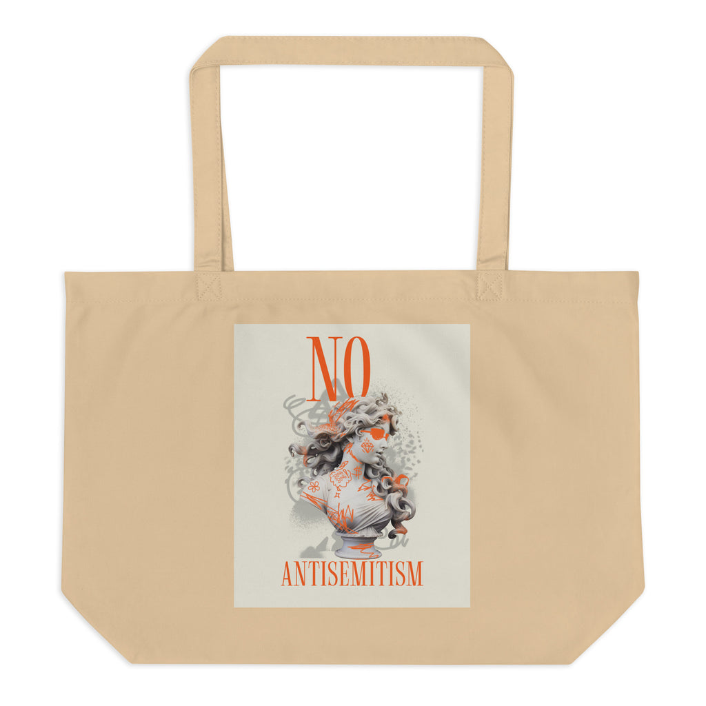 Graffiti Statue Anthem | No Antisemitism | Large Organic Tote Bag