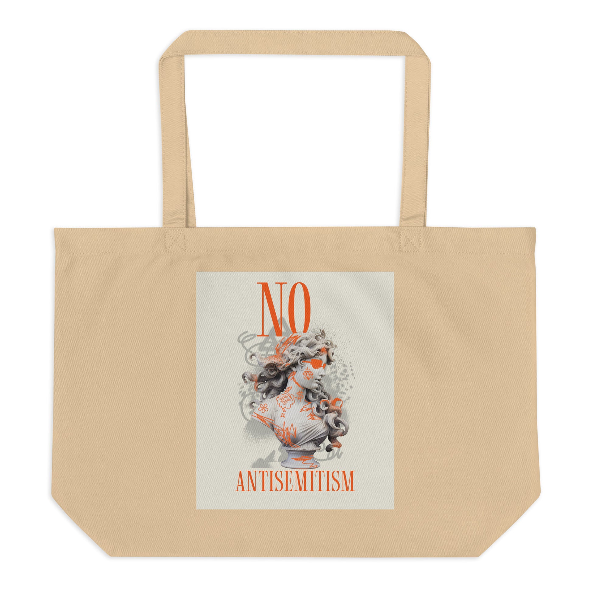 Graffiti Statue Anthem | No Antisemitism | Large Organic Tote Bag