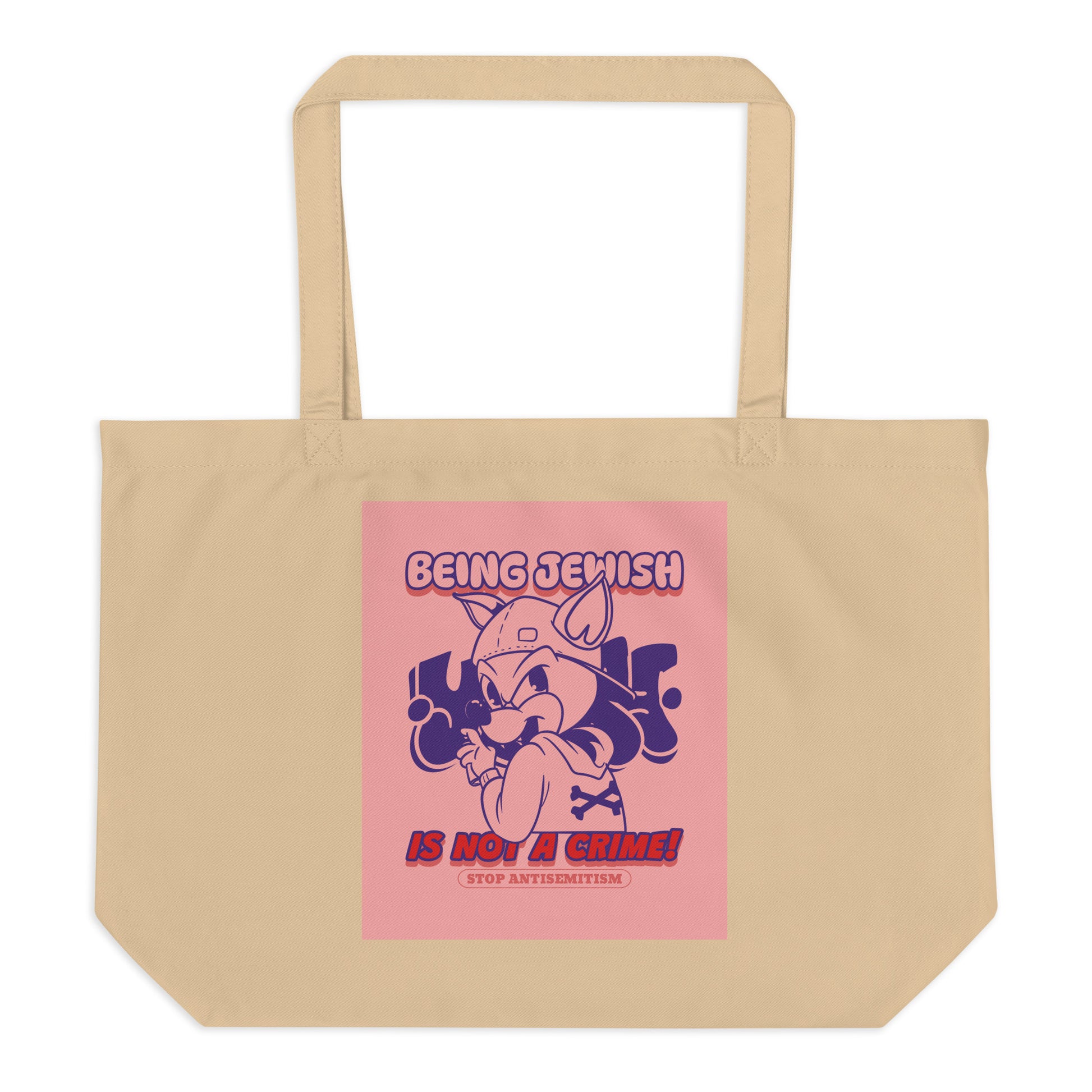 Streetart Graffiti Cartoon | Antisemitism | Large Organic Tote Bag