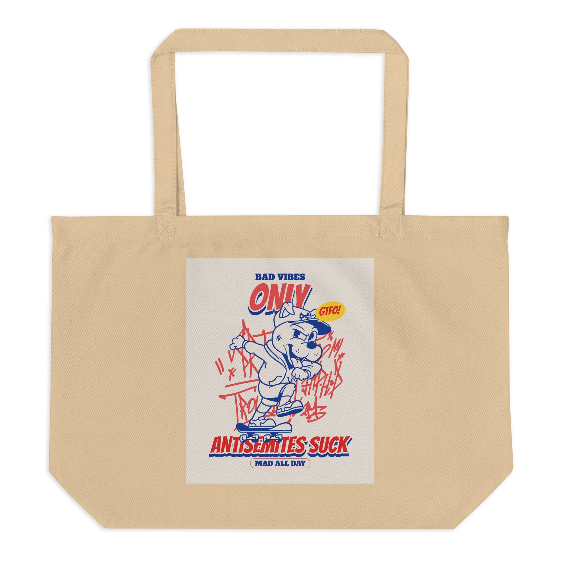 Streetart Graffiti Cartoon | Antisemitism | Large Organic Tote Bag