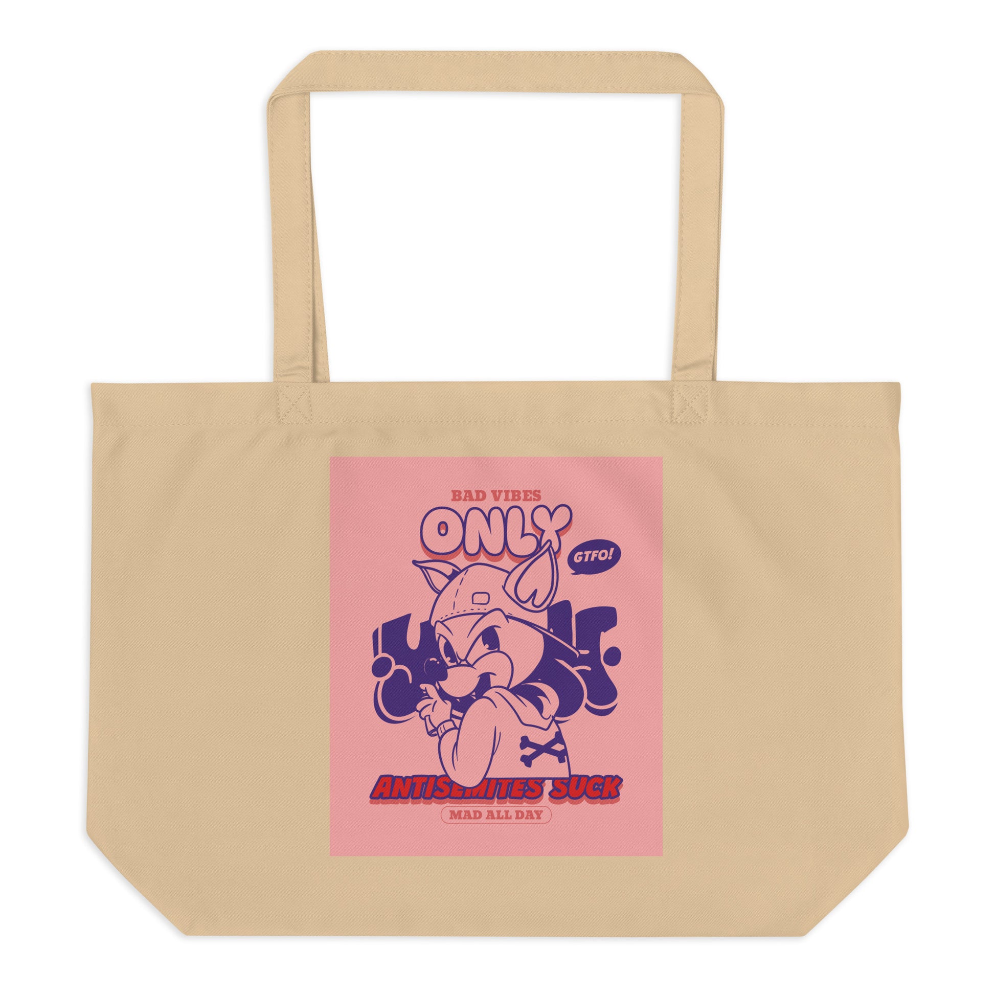 Streetart Graffiti Cartoon | Antisemitism | Large Organic Tote Bag