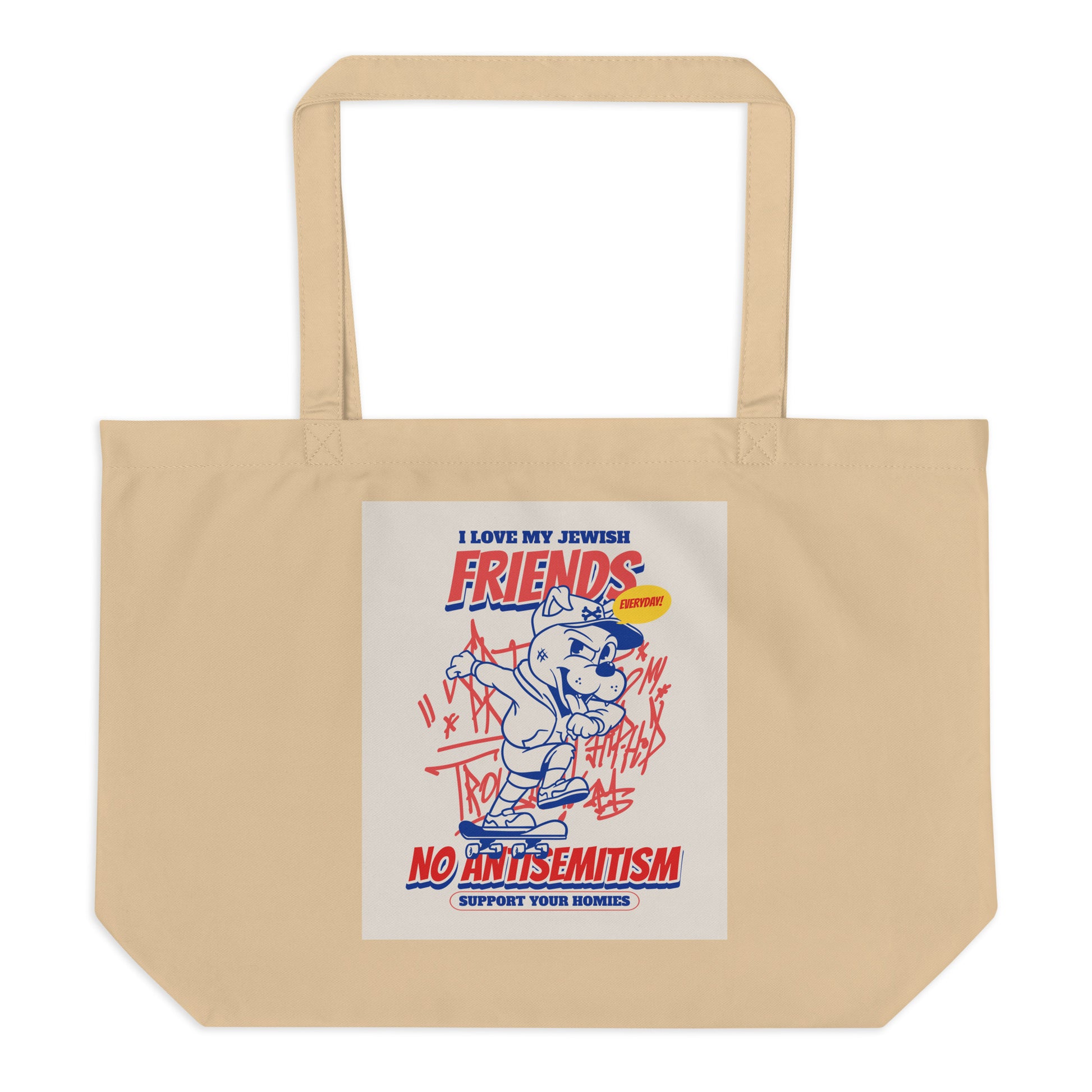 Streetart Graffiti Cartoon | Antisemitism | Large Organic Tote Bag