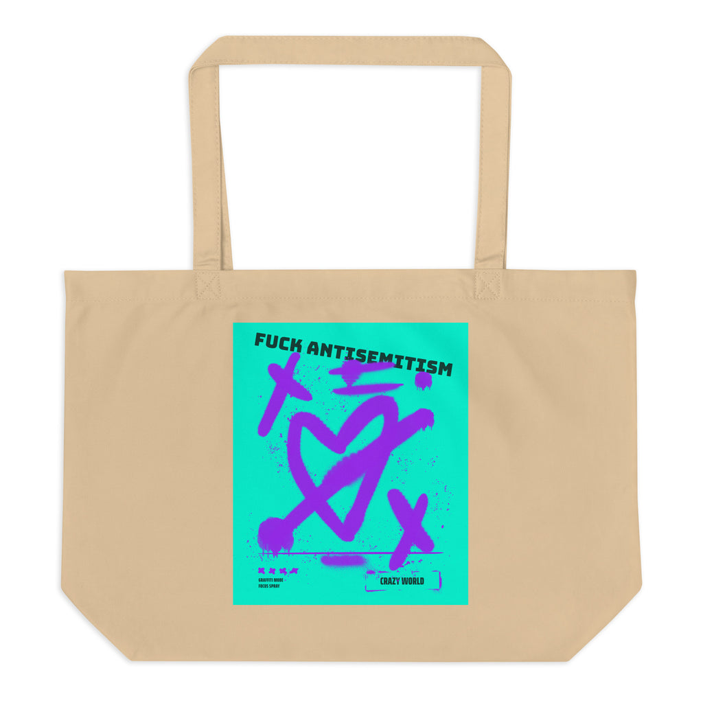 Fuck Antisemitism Graffiti | Large Organic Tote Bag