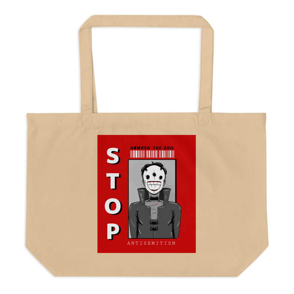 Unmask Evil | Antisemitism | Large Organic Tote Bag
