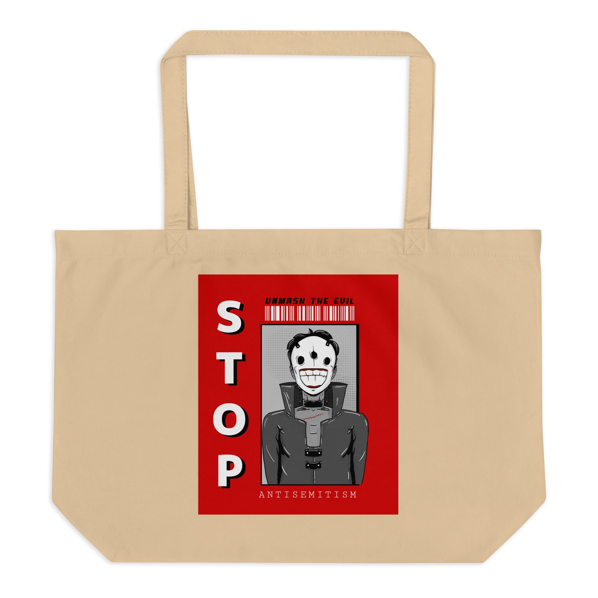 Unmask Evil | Antisemitism | Large Organic Tote Bag
