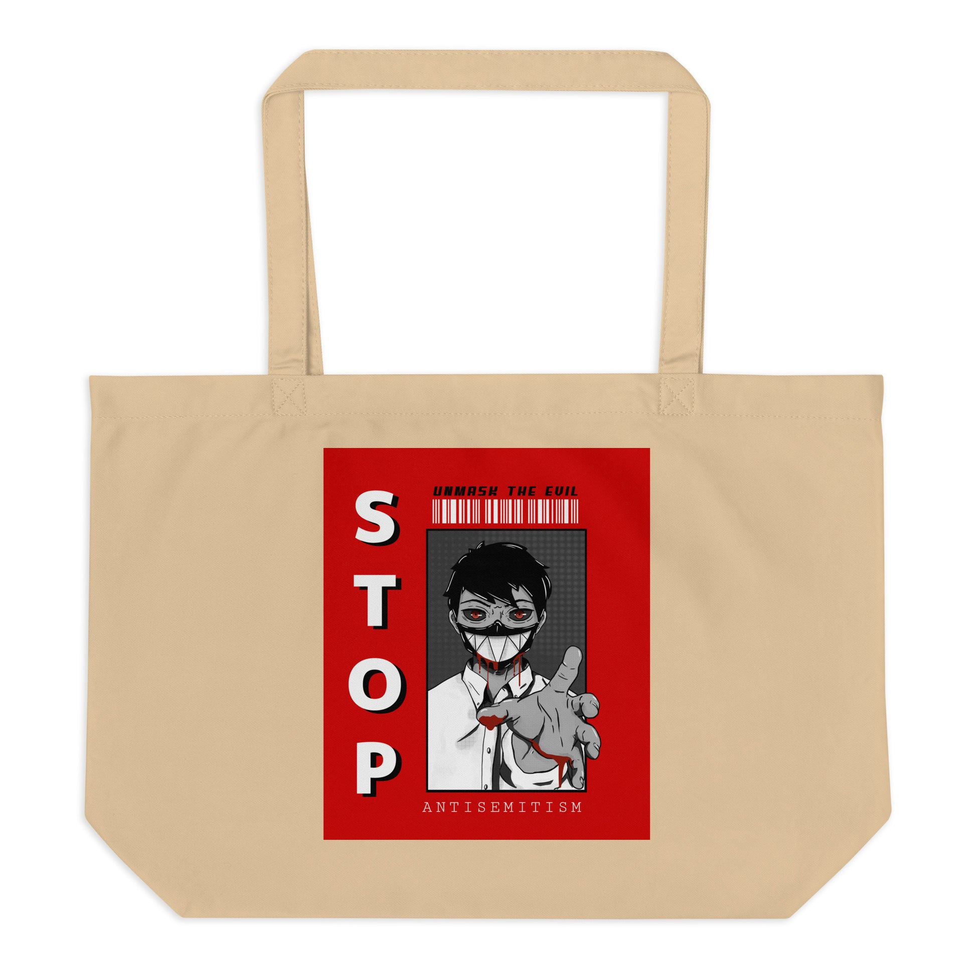 Unmask Evil | Antisemitism | Large Organic Tote Bag