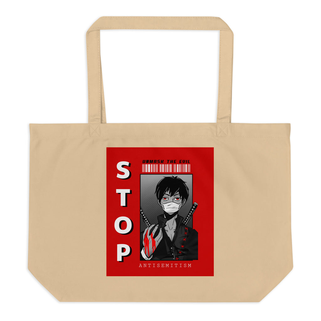 Unmask Evil | Antisemitism | Large Organic Tote Bag