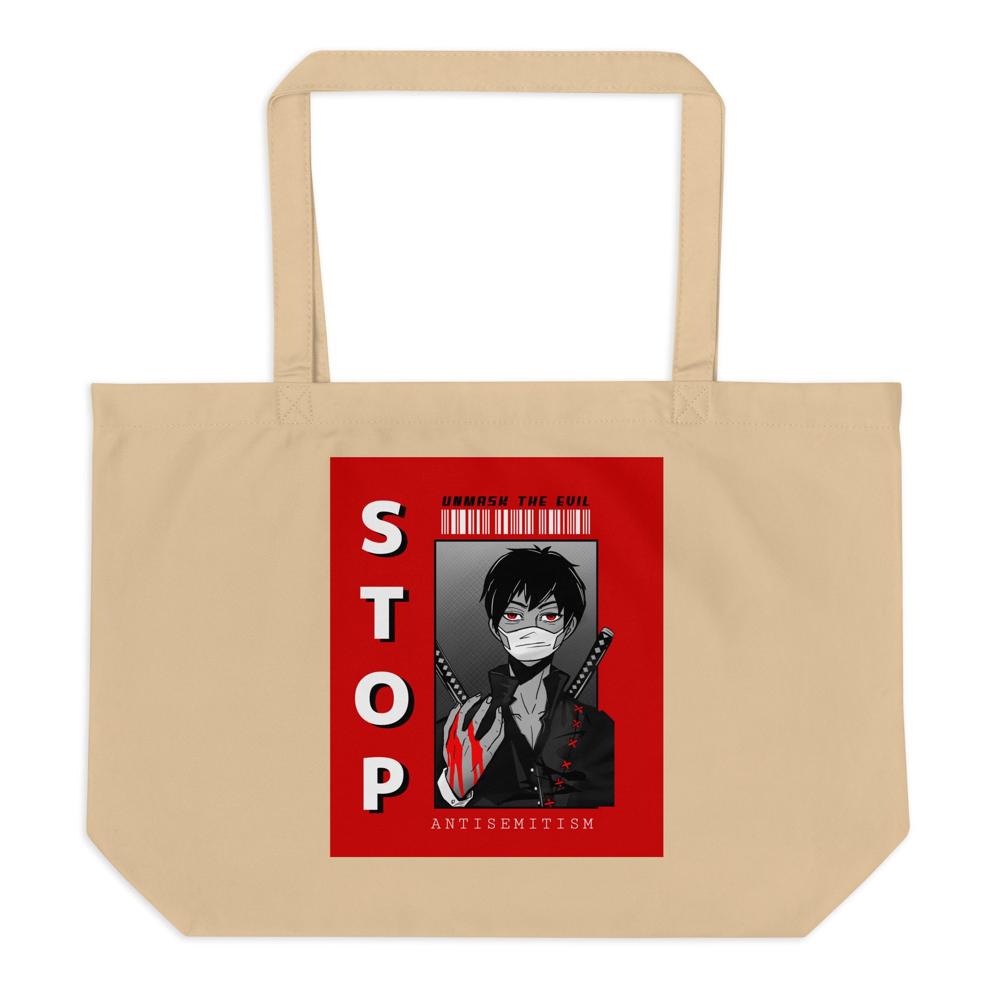 Unmask Evil | Antisemitism | Large Organic Tote Bag